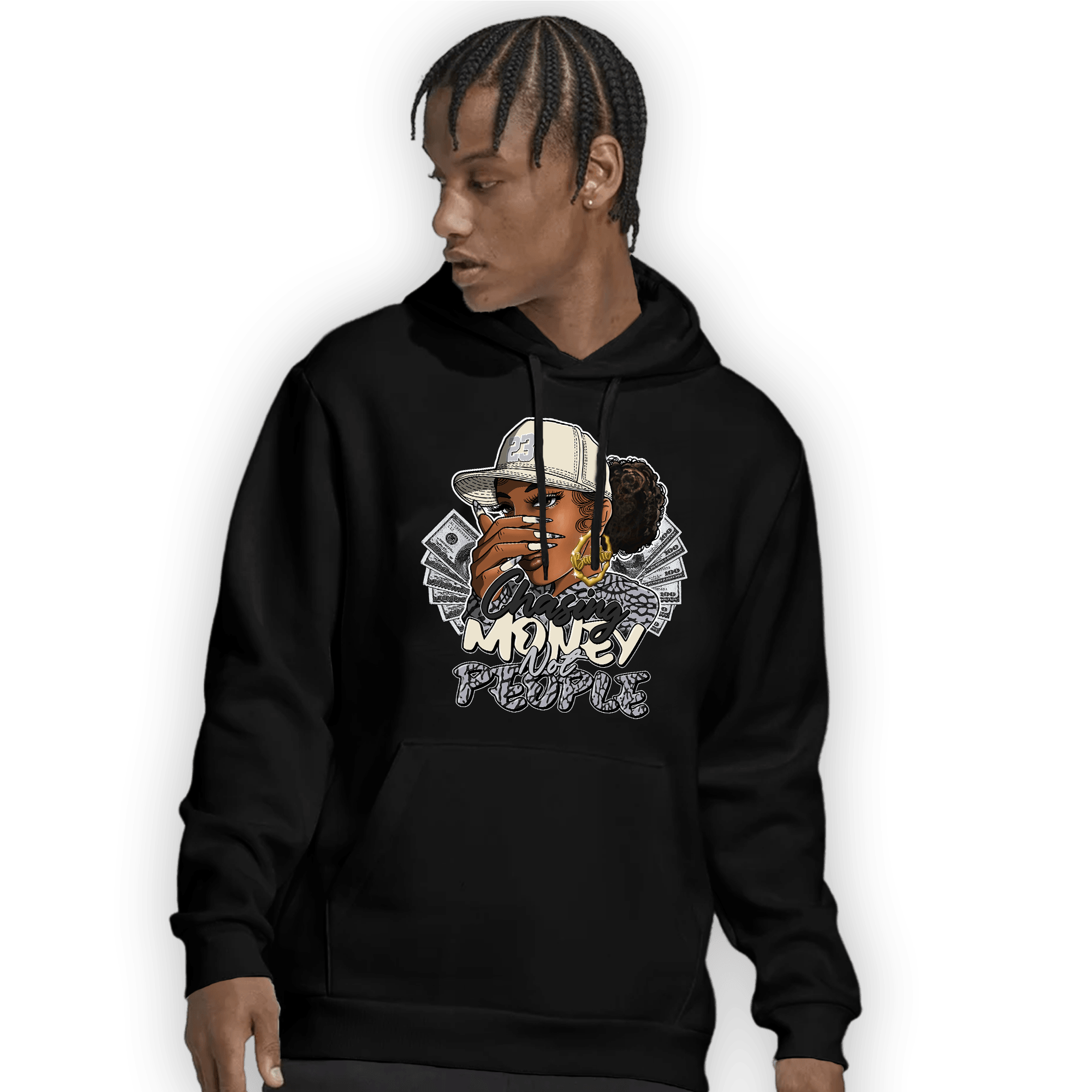 Off Noir 3s Hoodie Match Melanin Chasing Money - NastyJamz