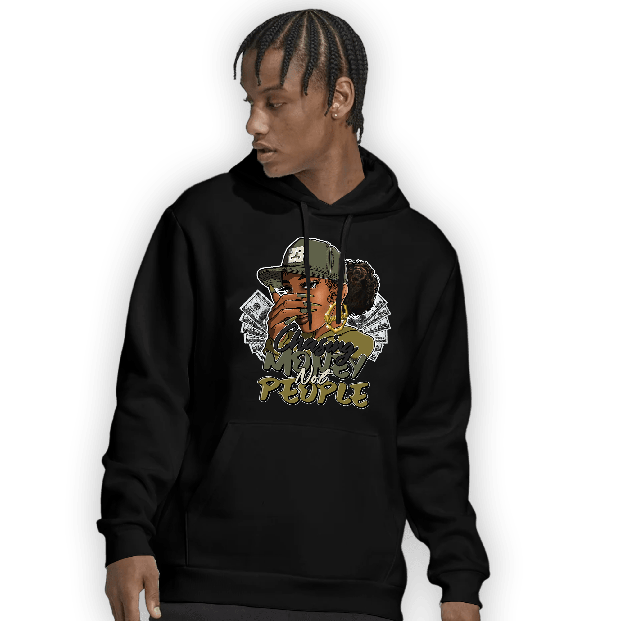 SE Craft Medium Olive 4s Hoodie Match Melanin Chasing Money - NastyJamz