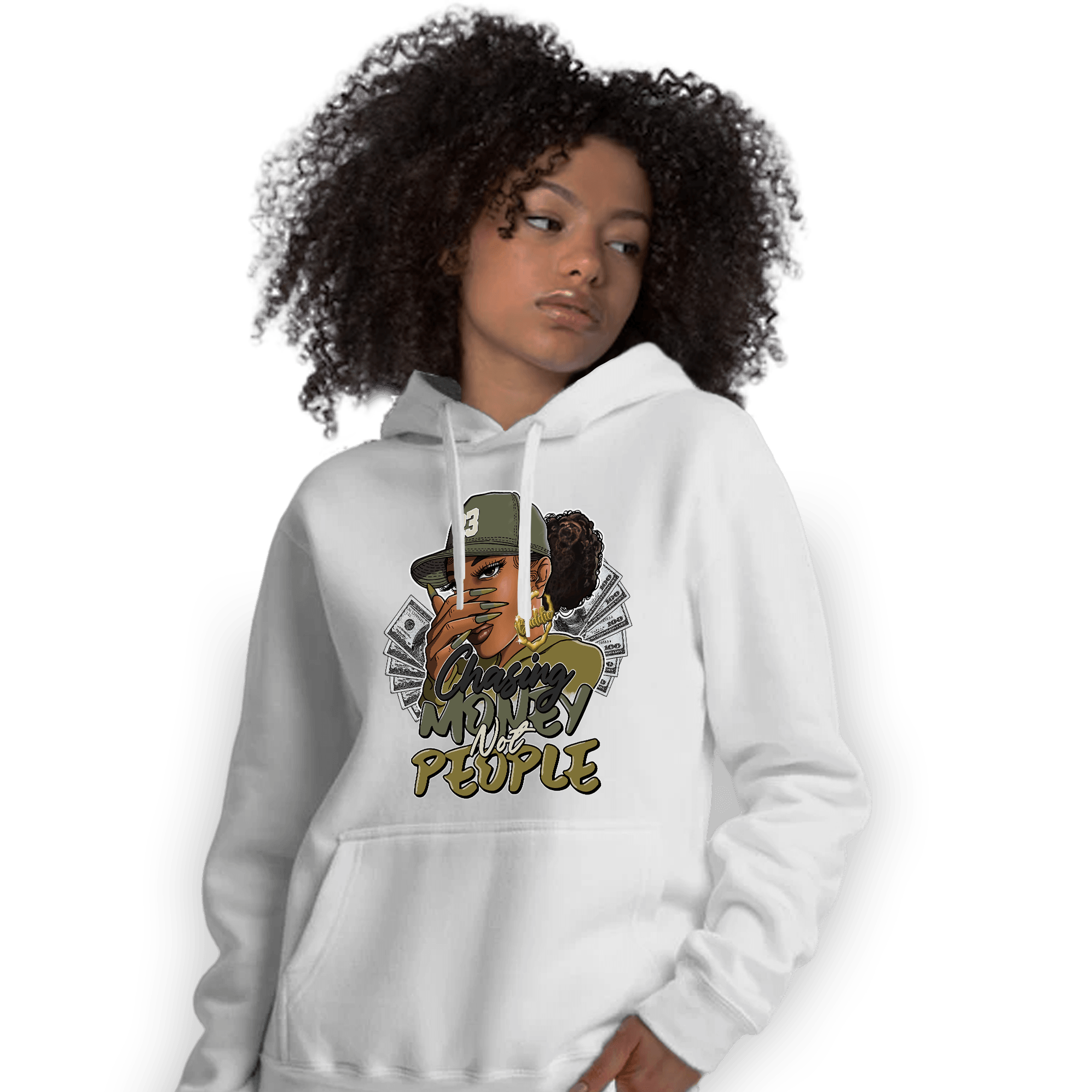 SE Craft Medium Olive 4s Hoodie Match Melanin Chasing Money - NastyJamz