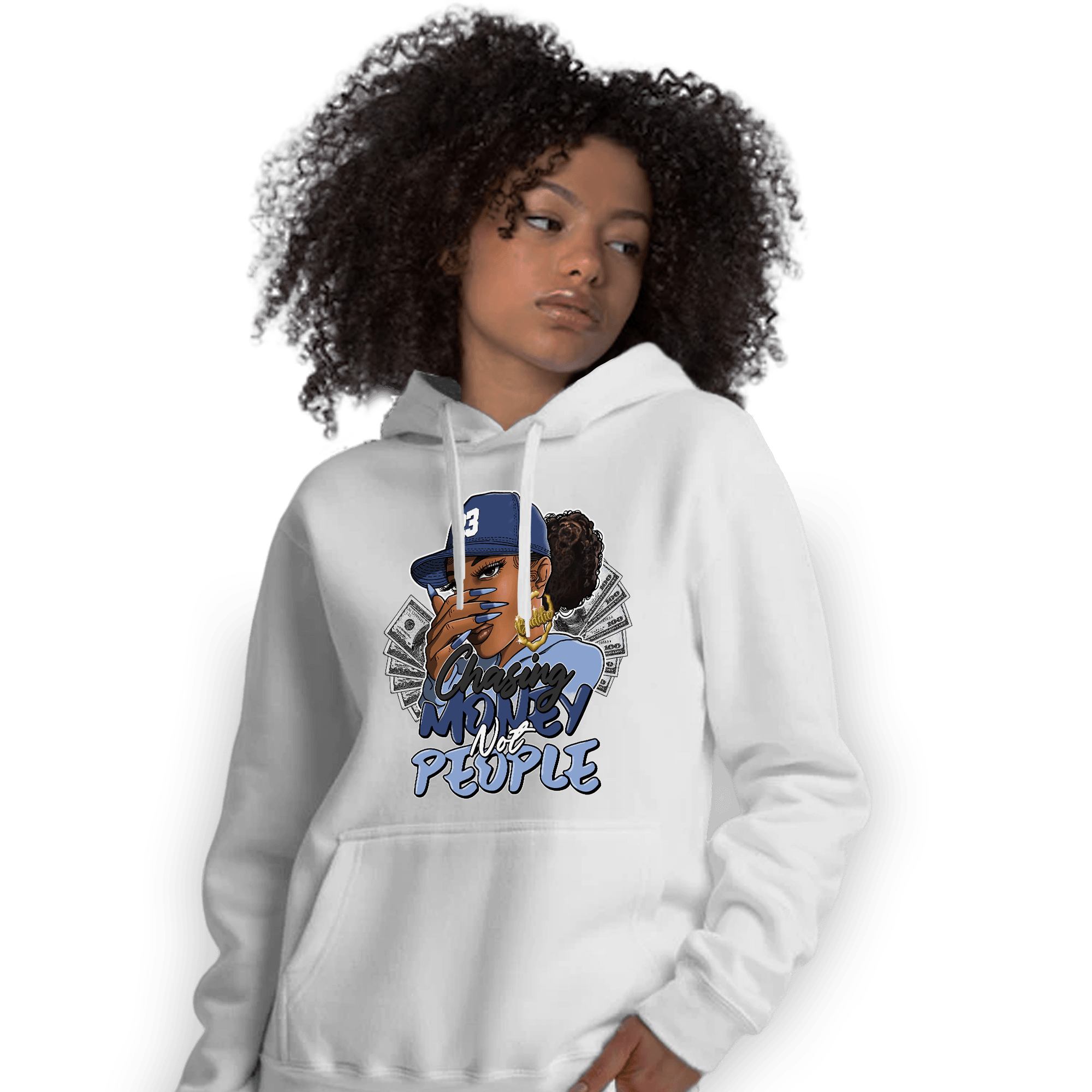 Midnight Navy 5s Hoodie Match Melanin Chasing Money - NastyJamz