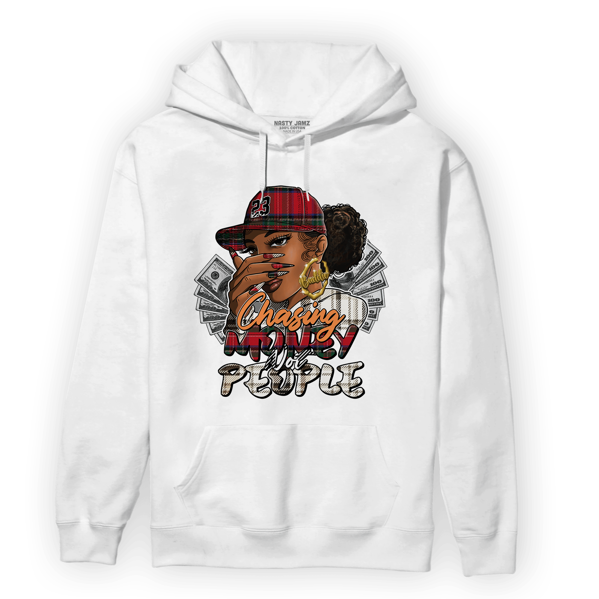 Plaid 5s Hoodie Match Melanin Chasing Money - NastyJamz