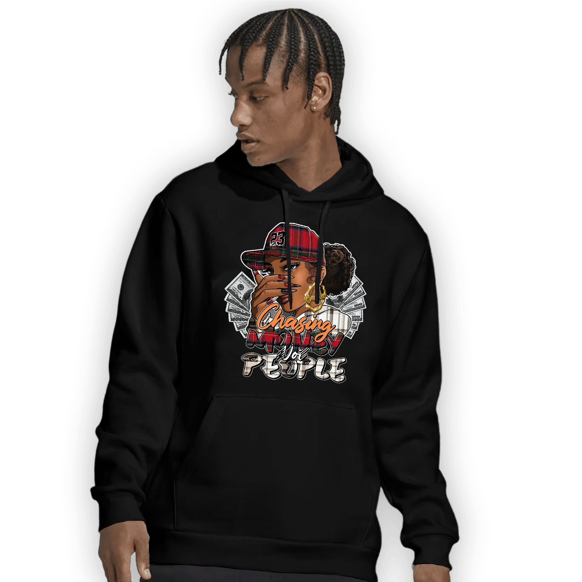 Plaid 5s Hoodie Match Melanin Chasing Money - NastyJamz