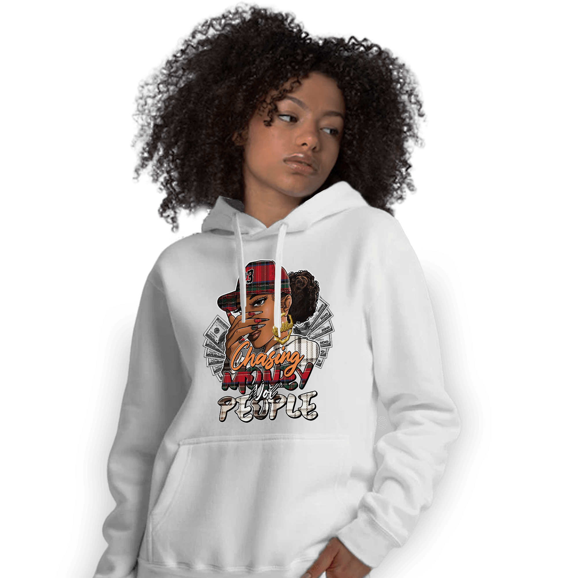 Plaid 5s Hoodie Match Melanin Chasing Money - NastyJamz