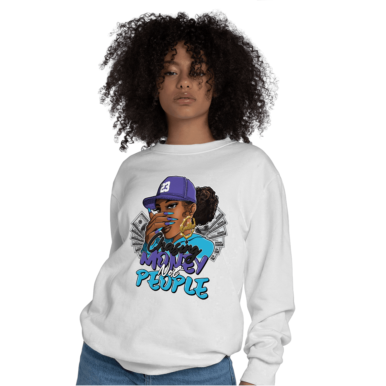 Aqua 6s Sweatshirt Match Melanin Chasing Money - NastyJamz