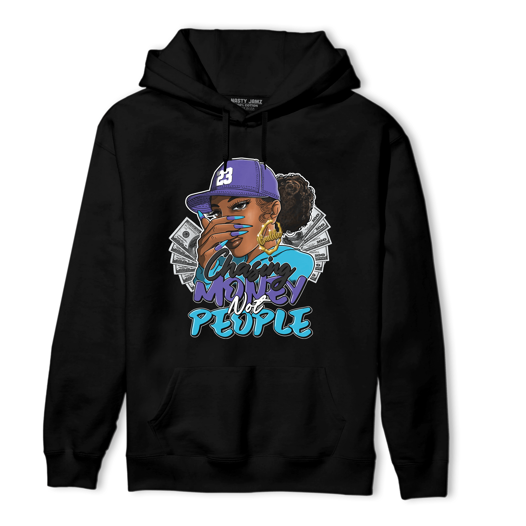 Aqua 6s Hoodie Match Melanin Chasing Money - NastyJamz