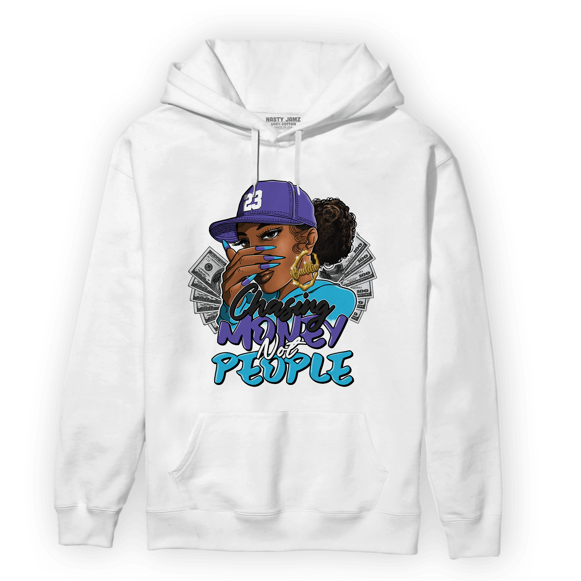 Aqua 6s Hoodie Match Melanin Chasing Money - NastyJamz