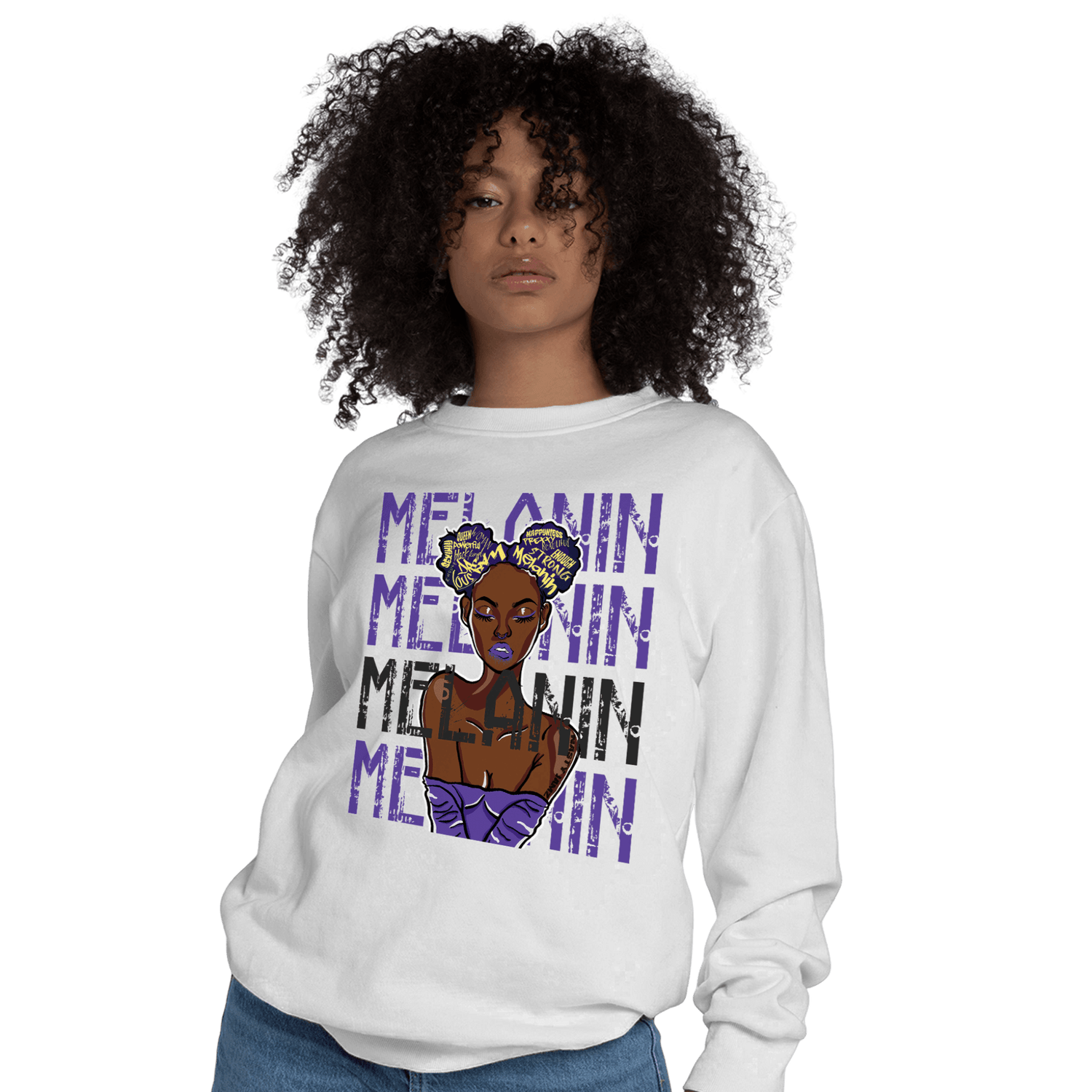 Field Purple 12s Sweatshirt Match Melanin Girl - NastyJamz