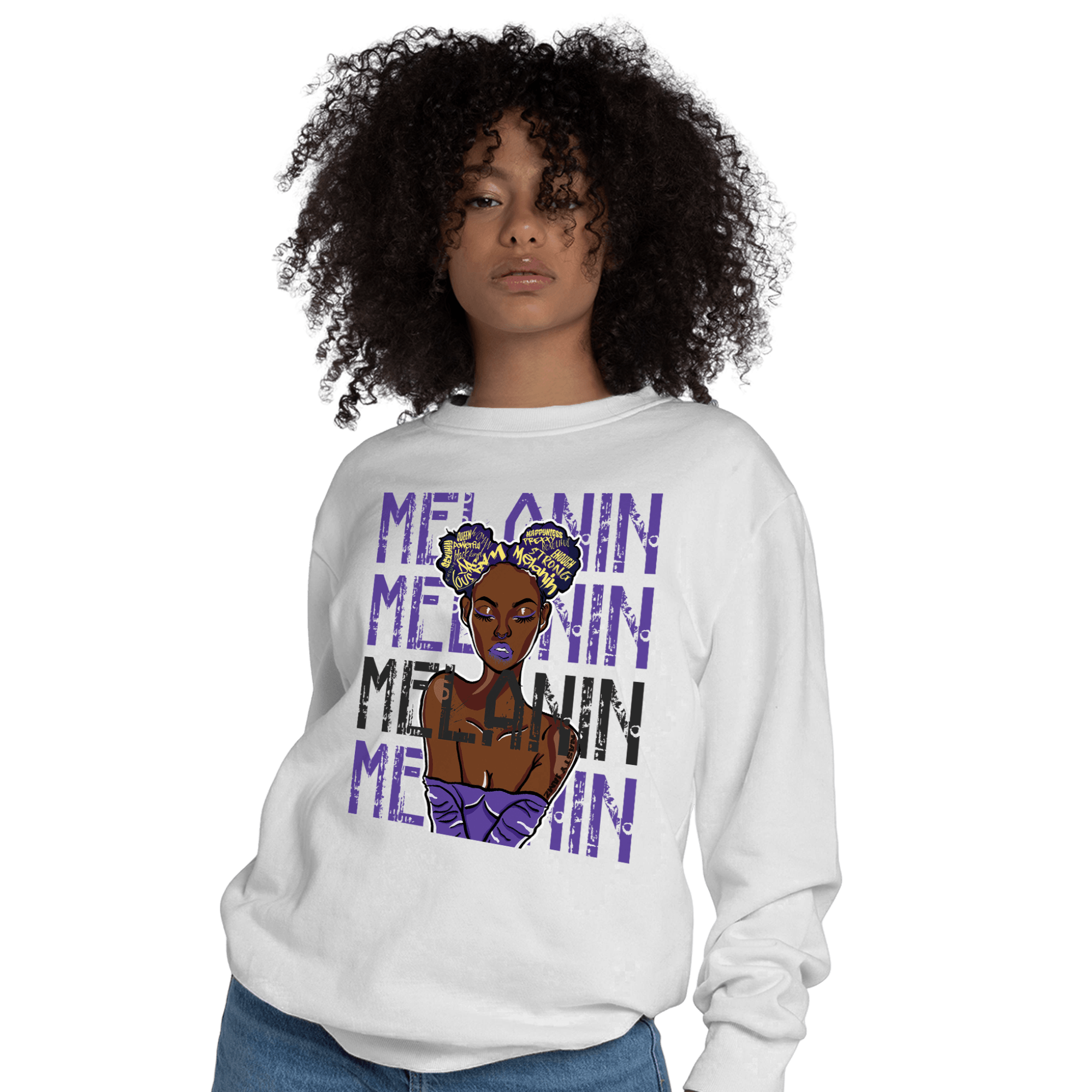 Field Purple 12s Sweatshirt Match Melanin Girl - NastyJamz