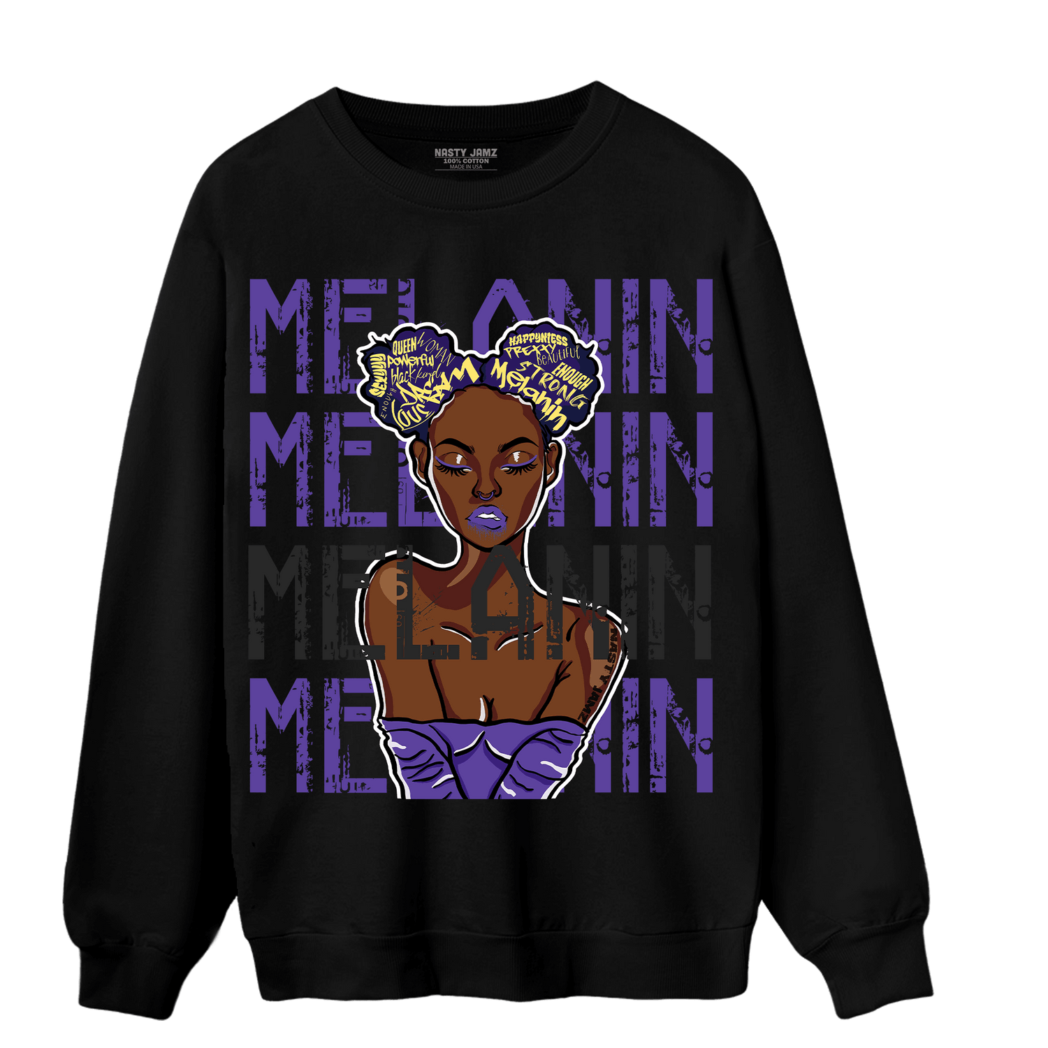 Field Purple 12s Sweatshirt Match Melanin Girl - NastyJamz