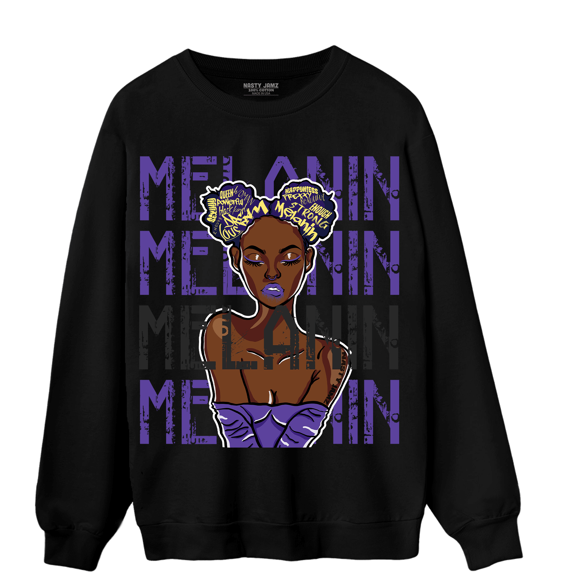 Field Purple 12s Sweatshirt Match Melanin Girl - NastyJamz