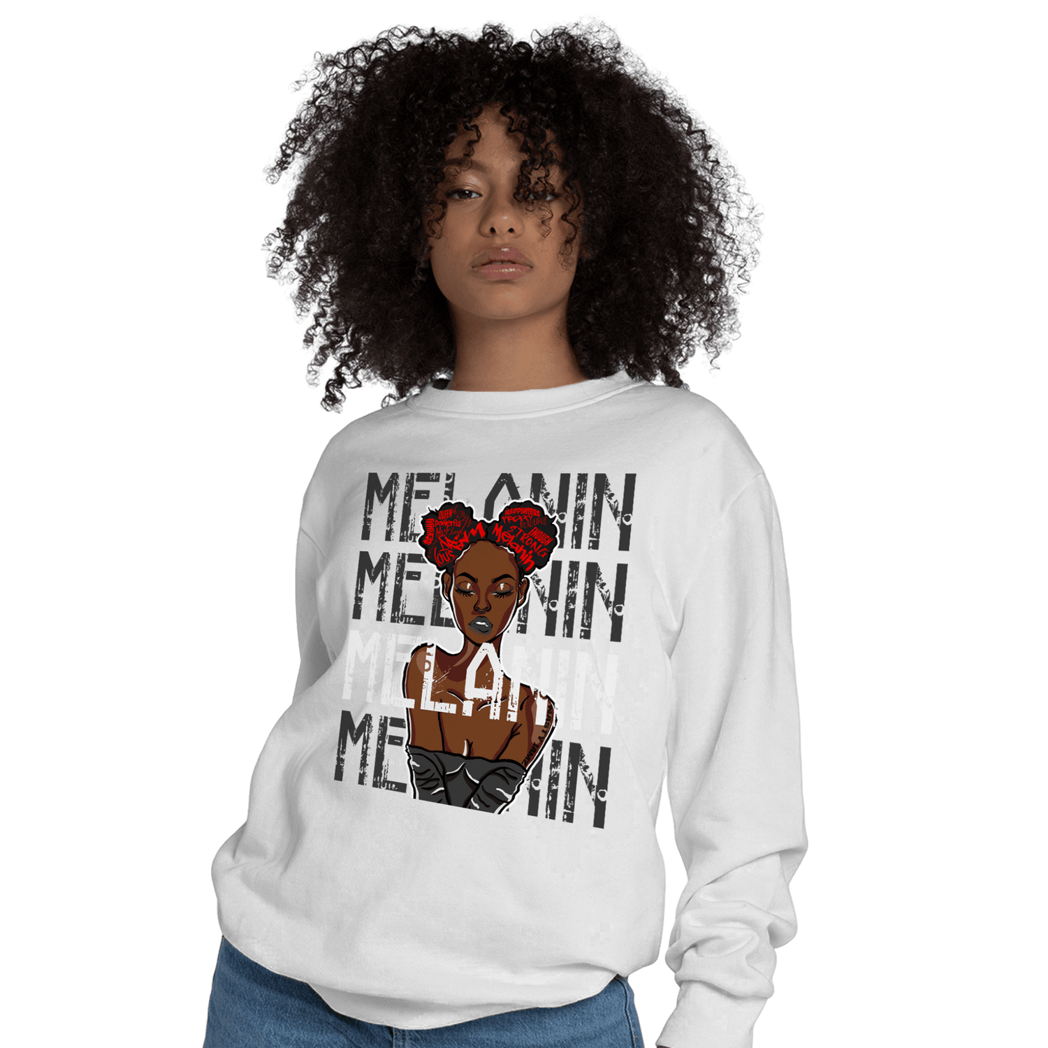 Black White 14s Sweatshirt Match Melanin Girl - NastyJamz