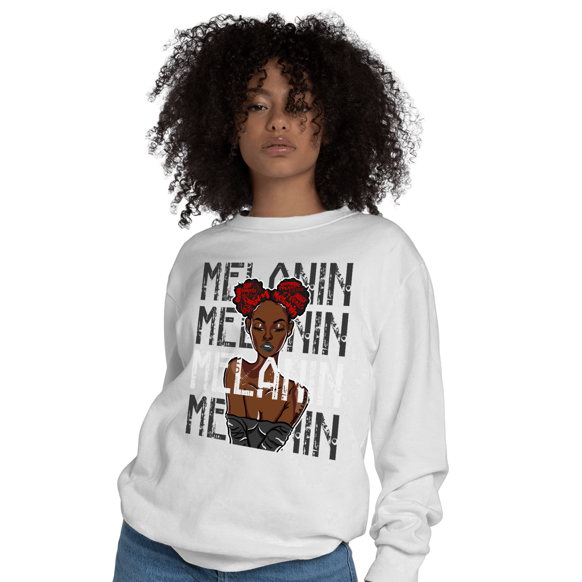 Black White 14s Sweatshirt Match Melanin Girl - NastyJamz