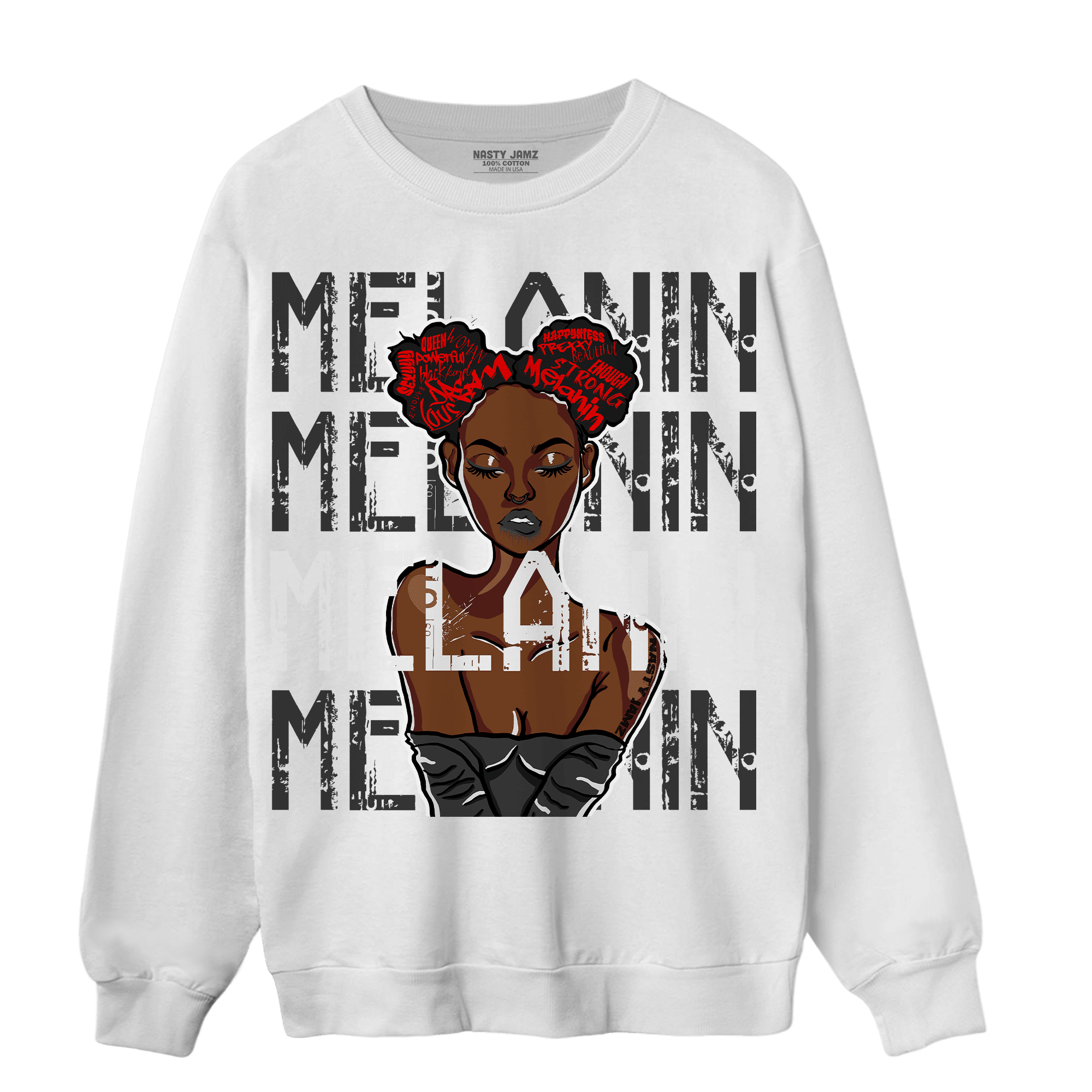 Black White 14s Sweatshirt Match Melanin Girl - NastyJamz