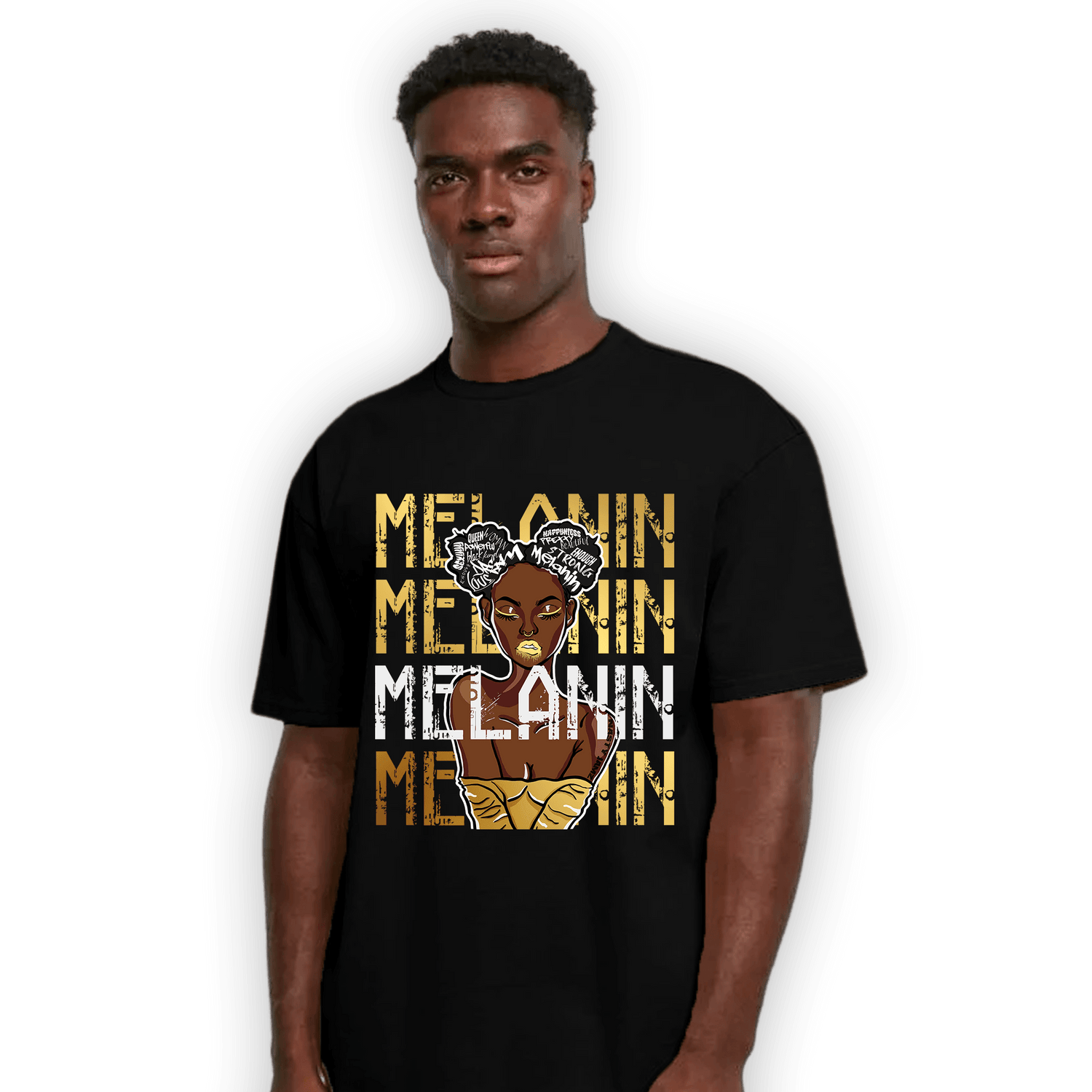 Mid SE Black Gold 1s T Shirt Match Melanin Girl - NastyJamz