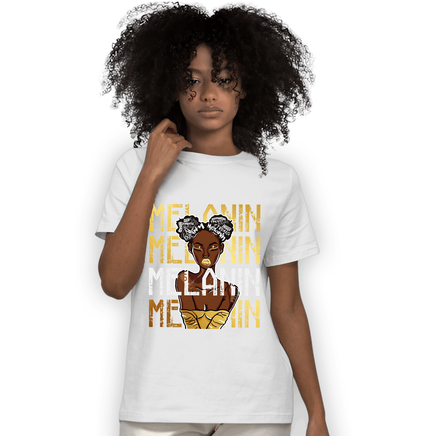 Mid SE Black Gold 1s T Shirt Match Melanin Girl - NastyJamz