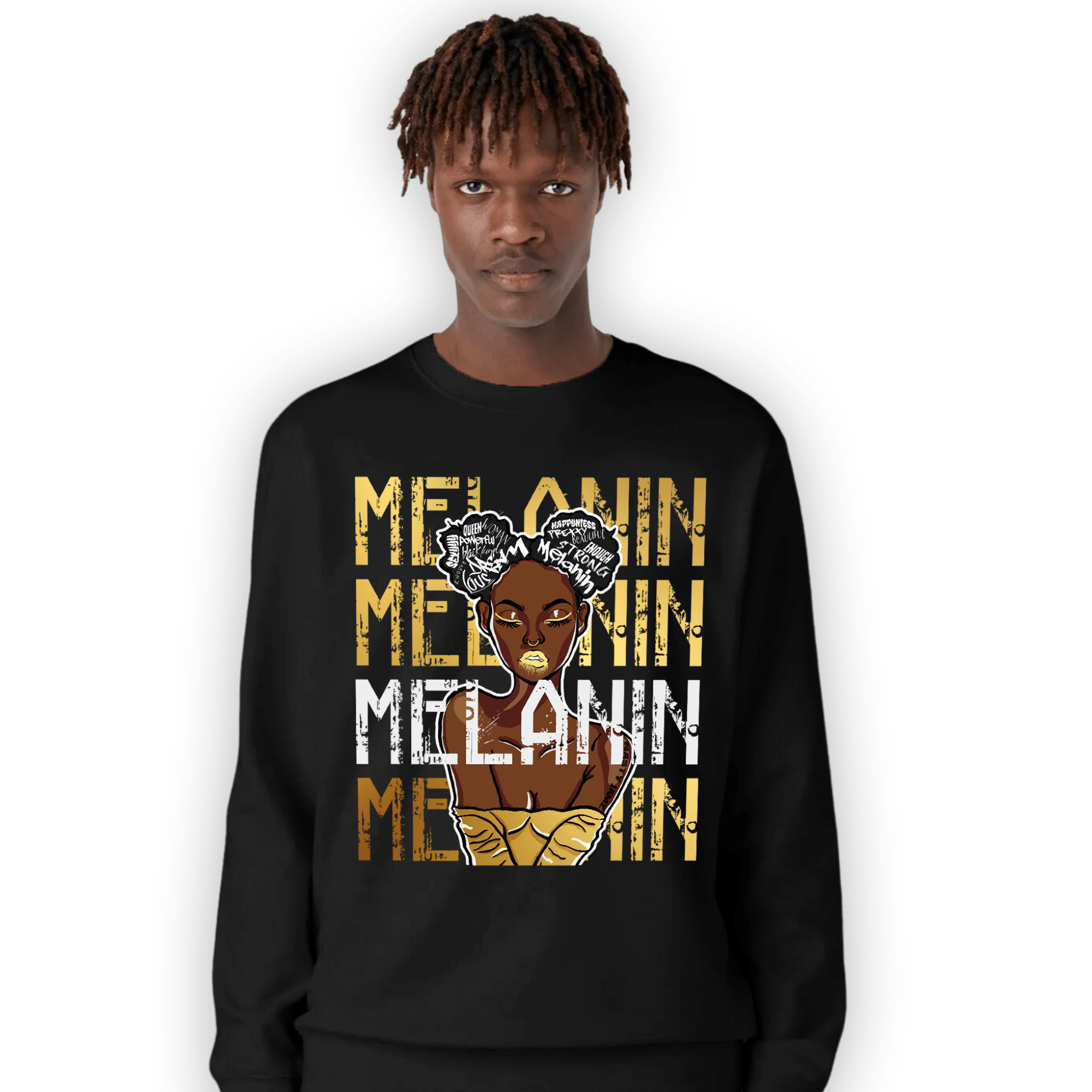 Mid SE Black Gold 1s Sweatshirt Match Melanin Girl - NastyJamz