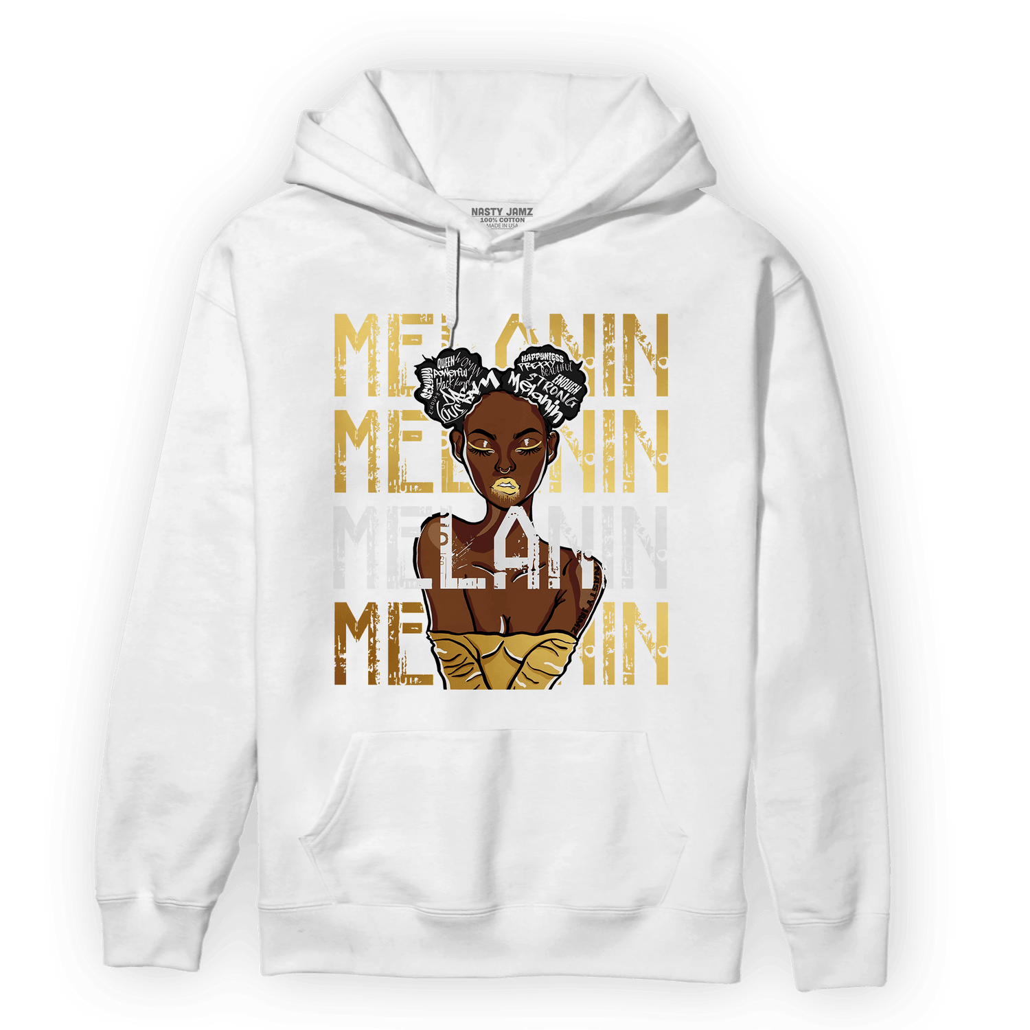Mid SE Black Gold 1s Hoodie Match Melanin Girl - NastyJamz