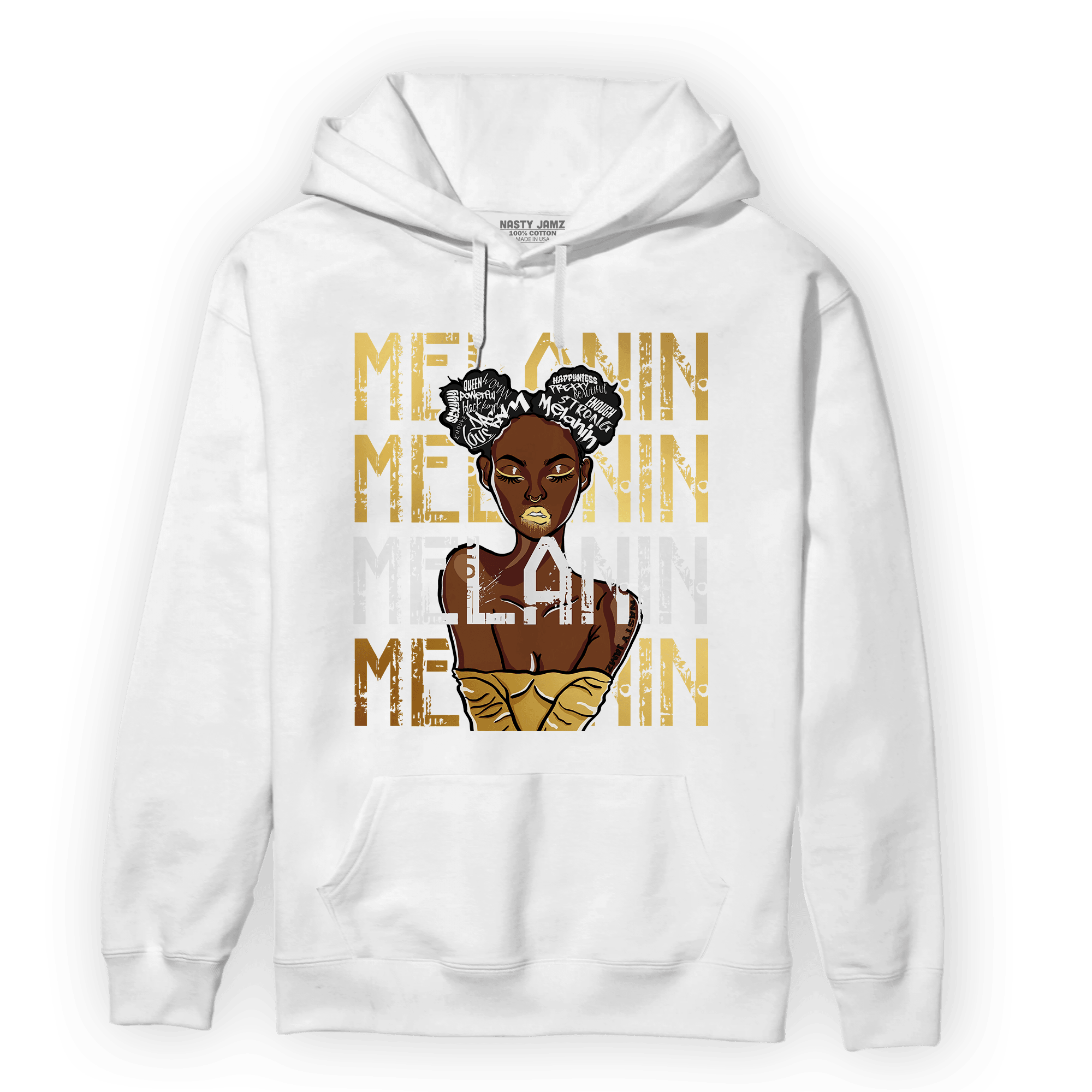 Mid SE Black Gold 1s Hoodie Match Melanin Girl - NastyJamz