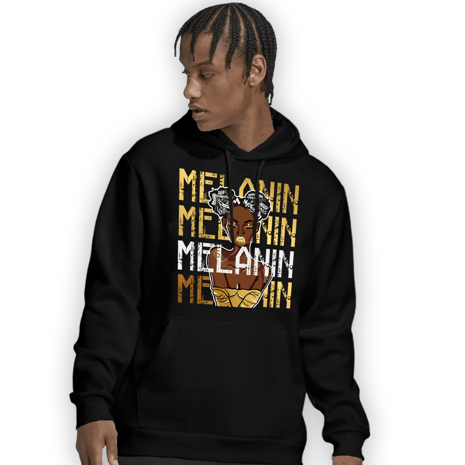 Mid SE Black Gold 1s Hoodie Match Melanin Girl - NastyJamz
