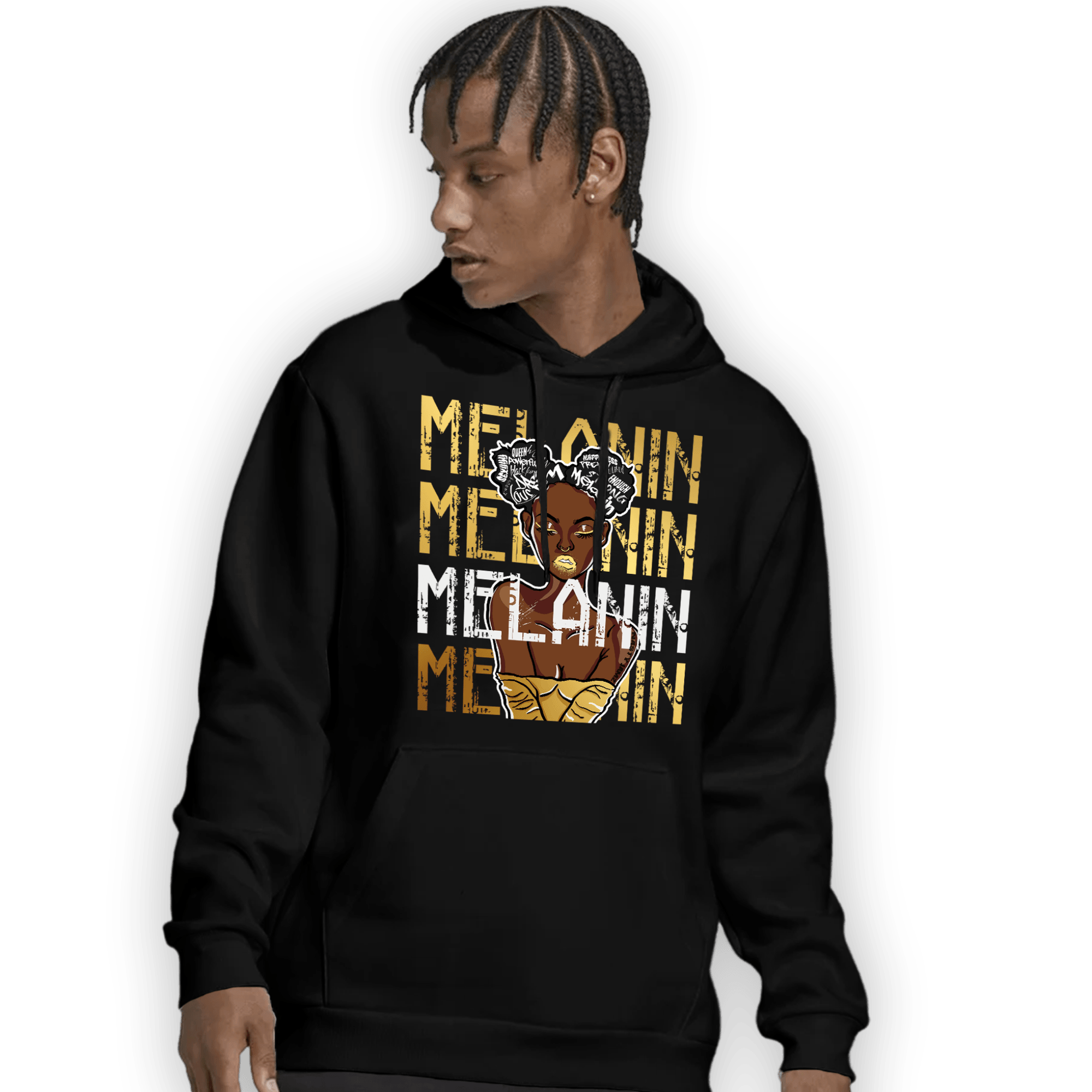 Mid SE Black Gold 1s Hoodie Match Melanin Girl - NastyJamz