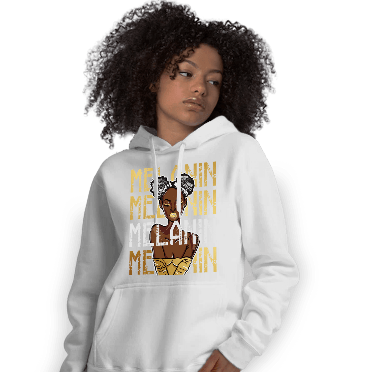 Mid SE Black Gold 1s Hoodie Match Melanin Girl - NastyJamz
