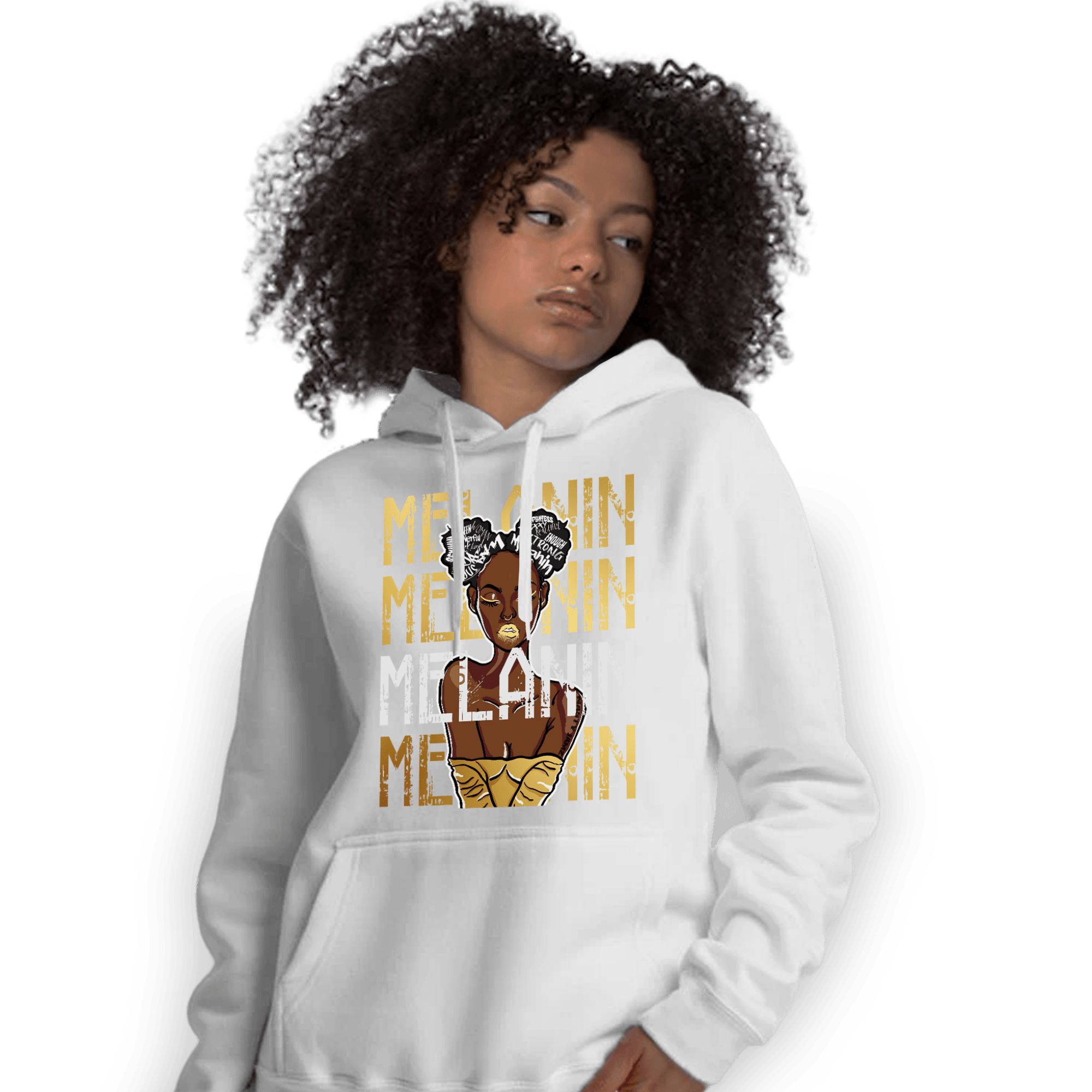Mid SE Black Gold 1s Hoodie Match Melanin Girl - NastyJamz