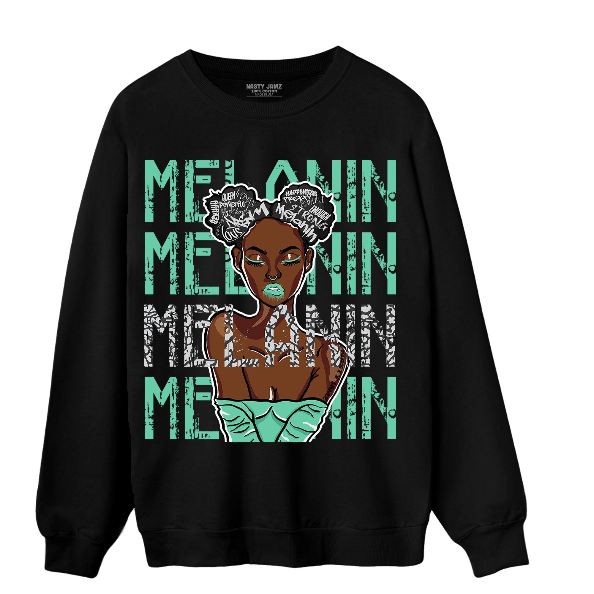Green Glow 3s Sweatshirt Match Melanin Girl - NastyJamz