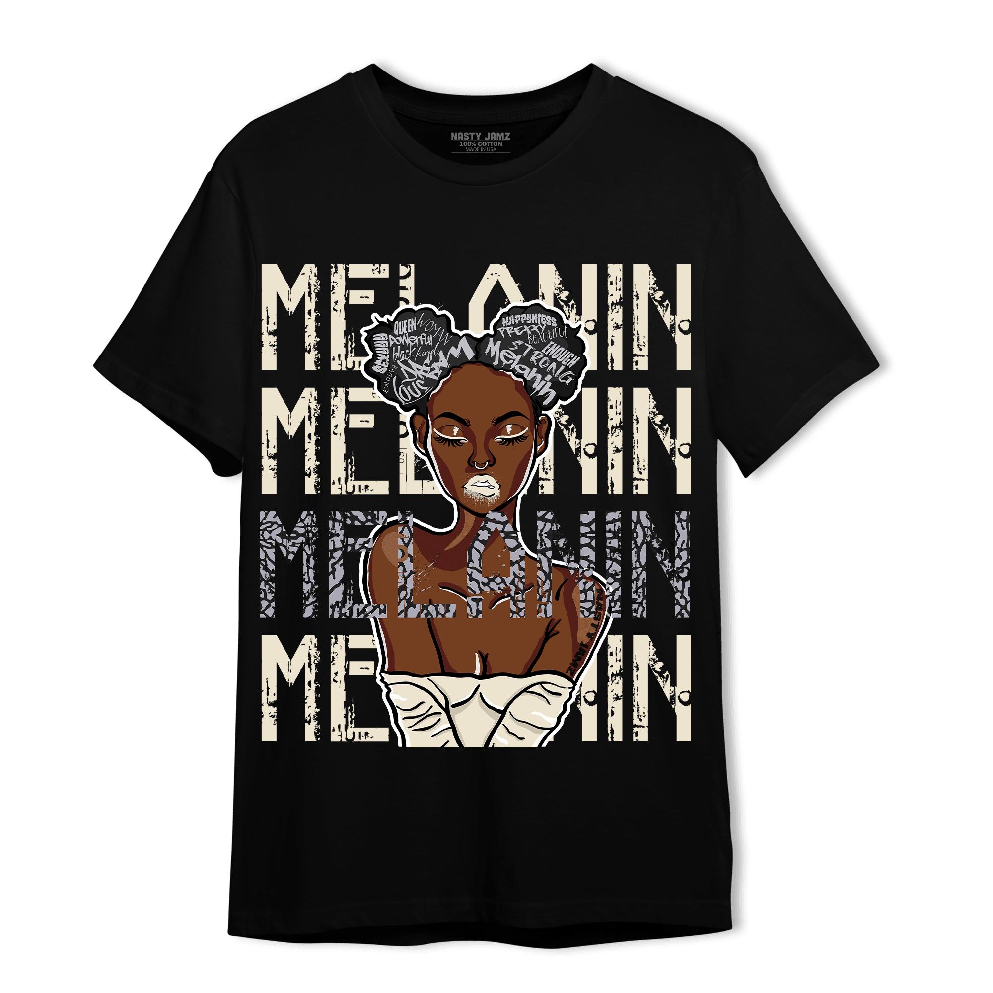 Off Noir 3s T Shirt Match Melanin Girl - NastyJamz
