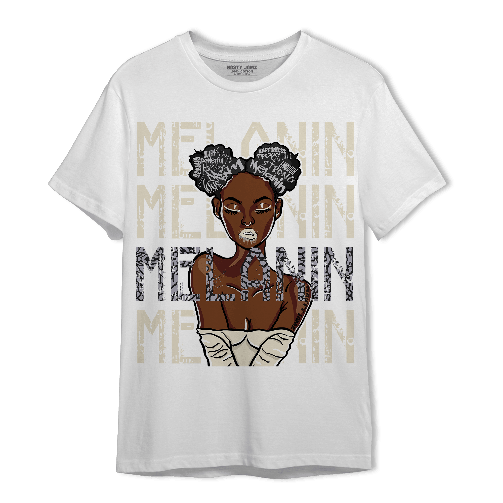Off Noir 3s T Shirt Match Melanin Girl - NastyJamz