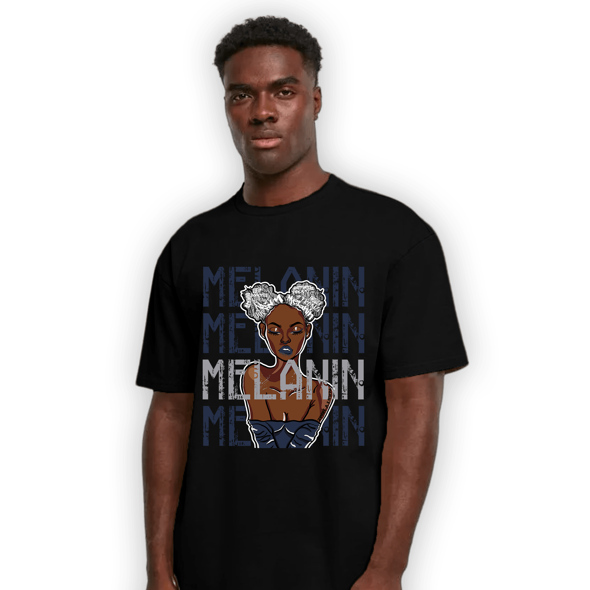 White Navy 3s T Shirt Match Melanin Girl - NastyJamz