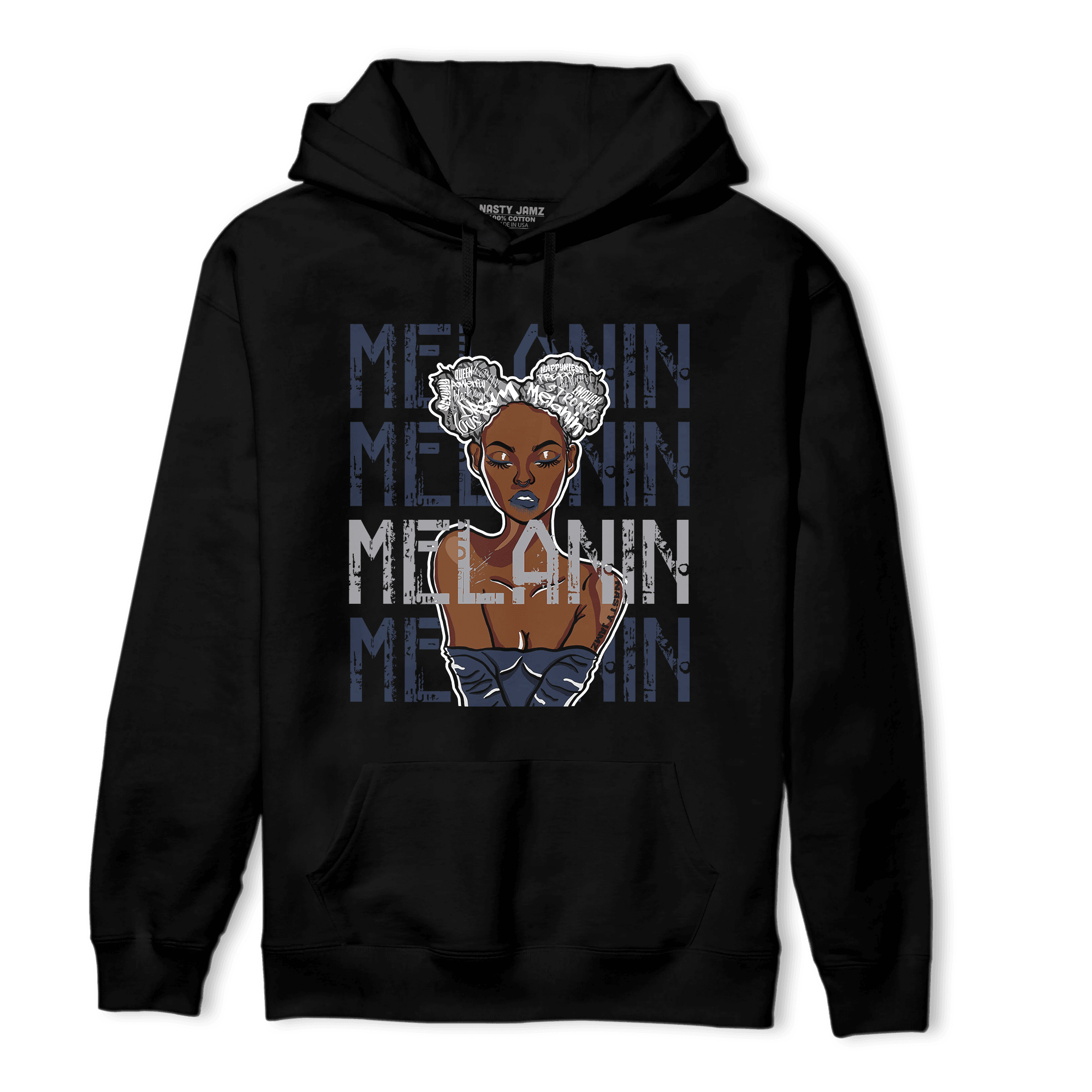 White Navy 3s Hoodie Match Melanin Girl - NastyJamz