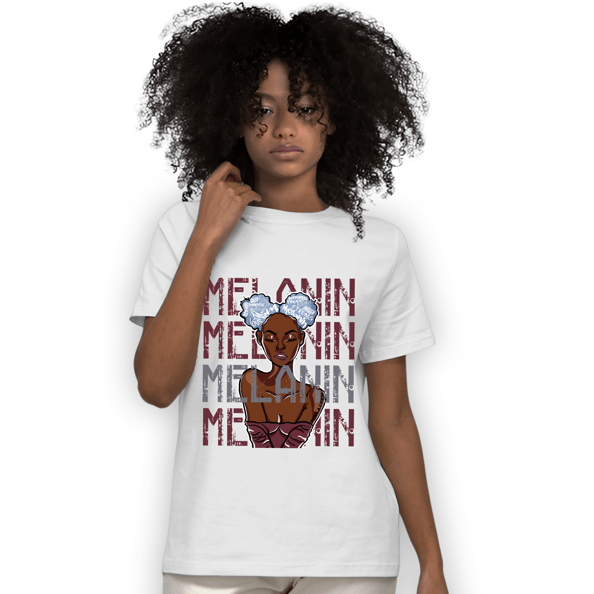 Burgundy 5s T Shirt Match Melanin Girl - NastyJamz