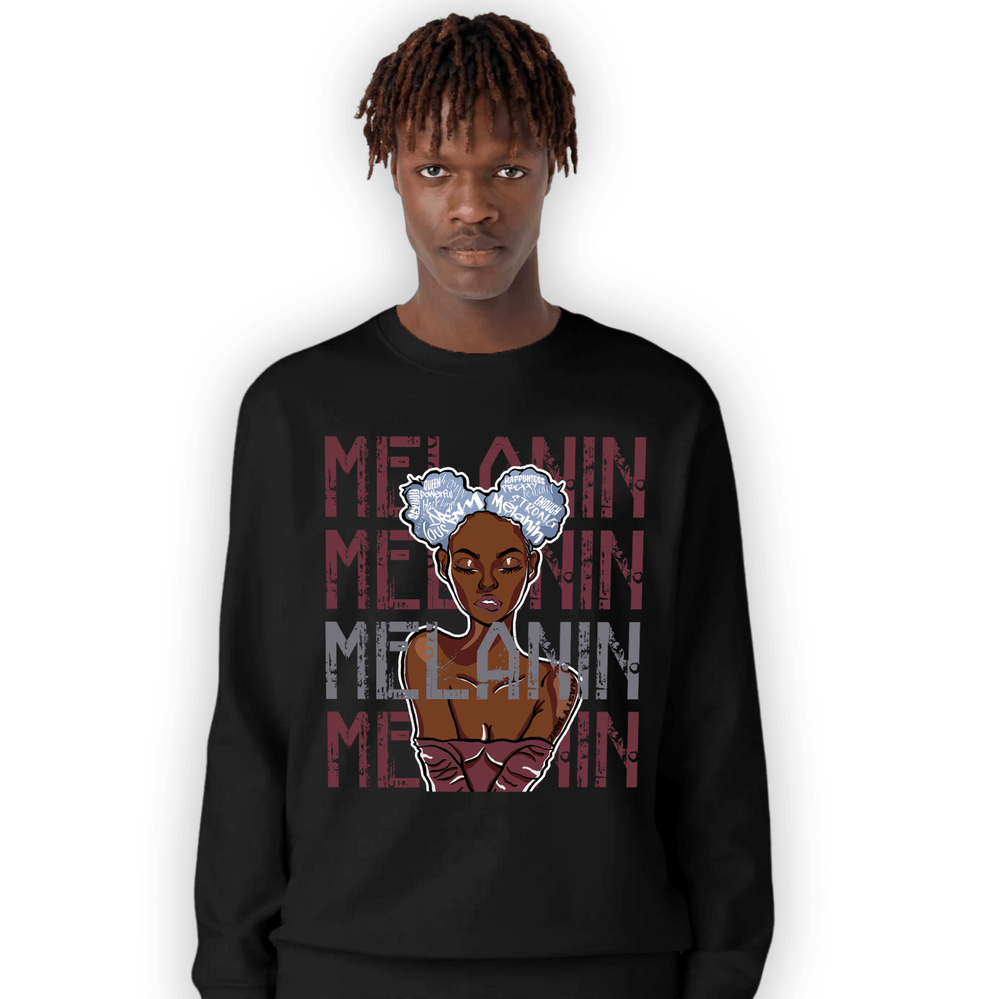 Burgundy 5s Sweatshirt Match Melanin Girl - NastyJamz
