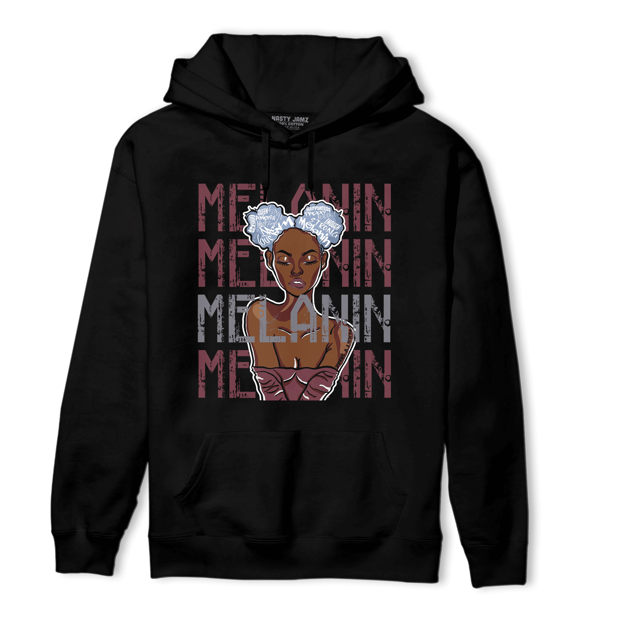 Burgundy 5s Hoodie Match Melanin Girl - NastyJamz