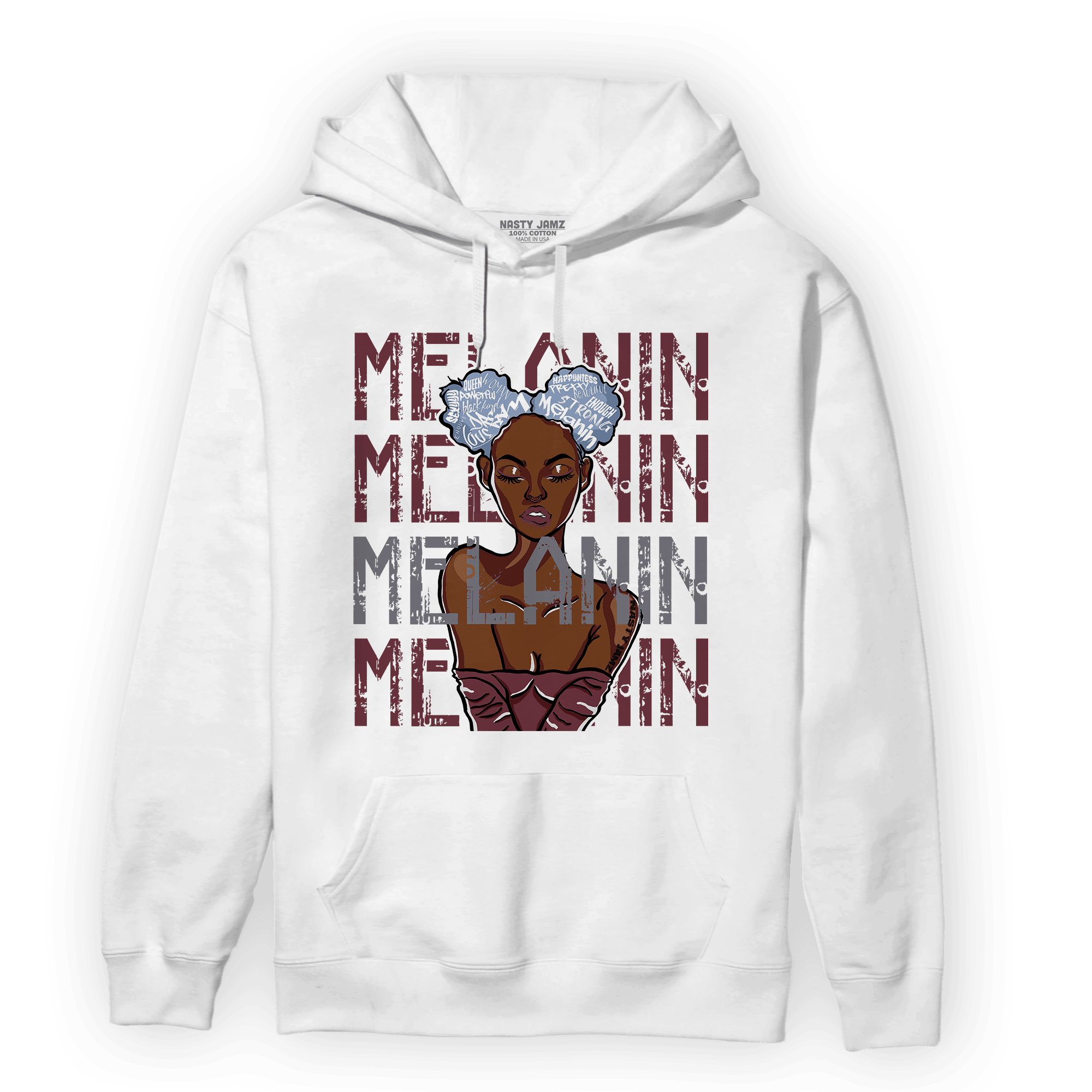 Burgundy 5s Hoodie Match Melanin Girl - NastyJamz