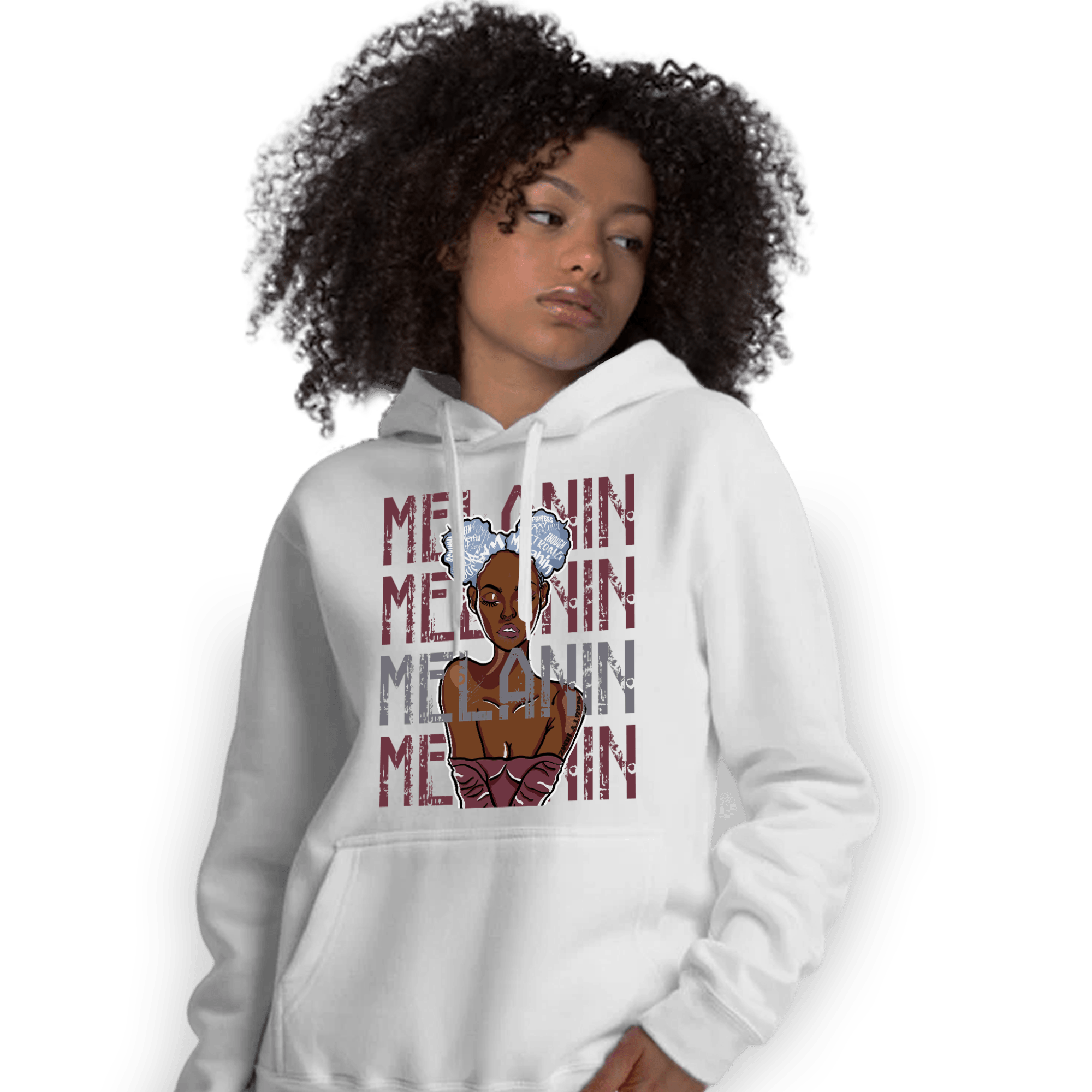 Burgundy 5s Hoodie Match Melanin Girl - NastyJamz