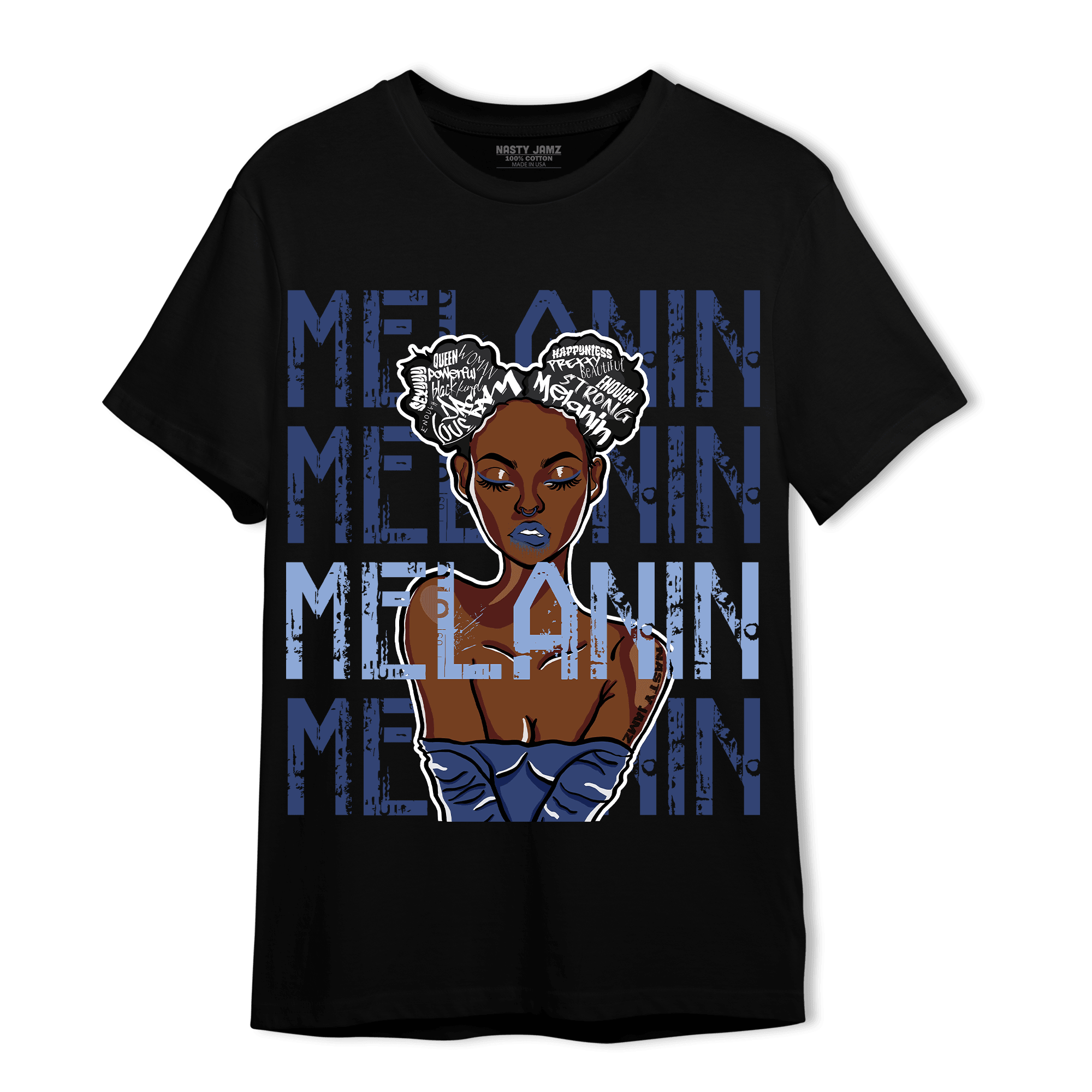 Midnight Navy 5s T Shirt Match Melanin Girl - NastyJamz