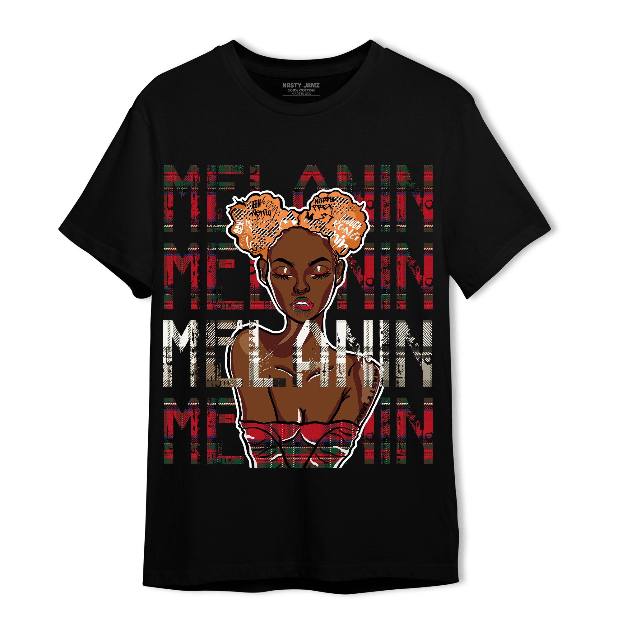Plaid 5s T Shirt Match Melanin Girl - NastyJamz