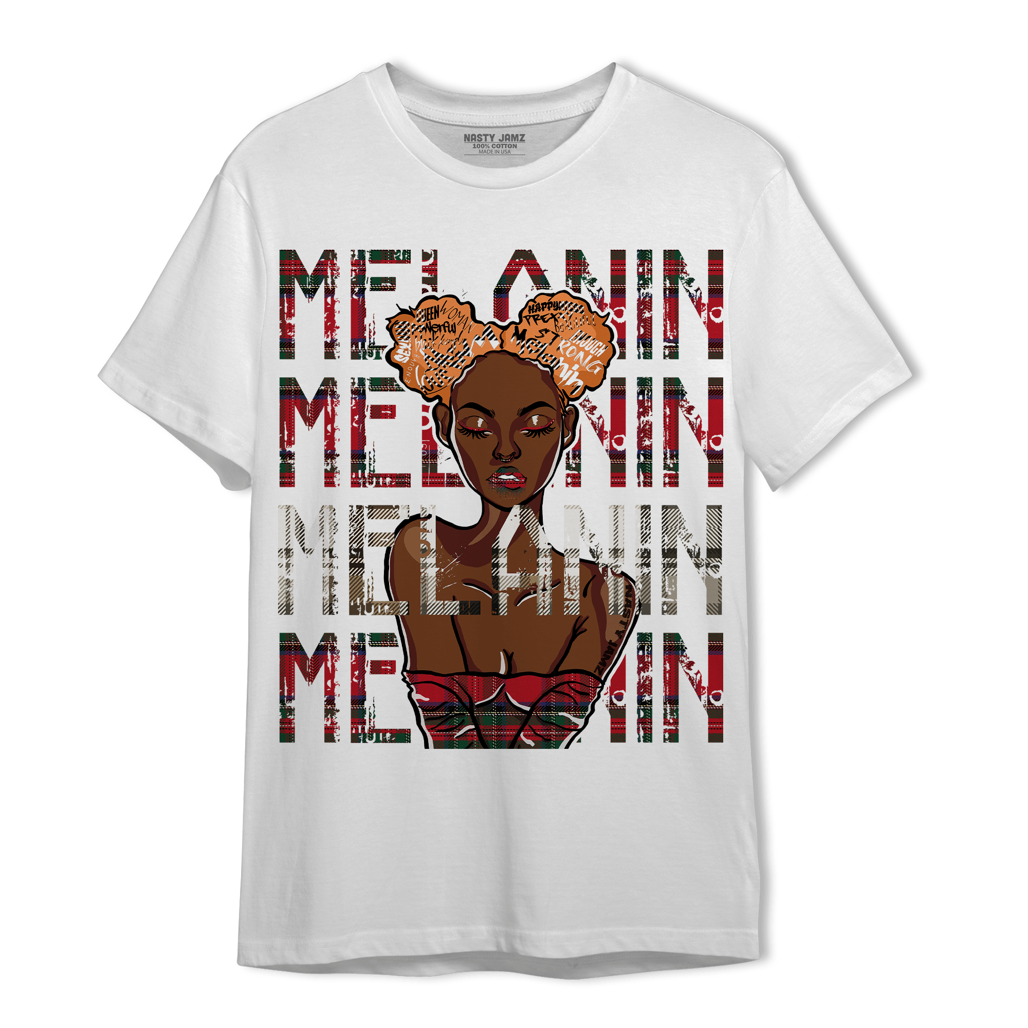 Plaid 5s T Shirt Match Melanin Girl - NastyJamz