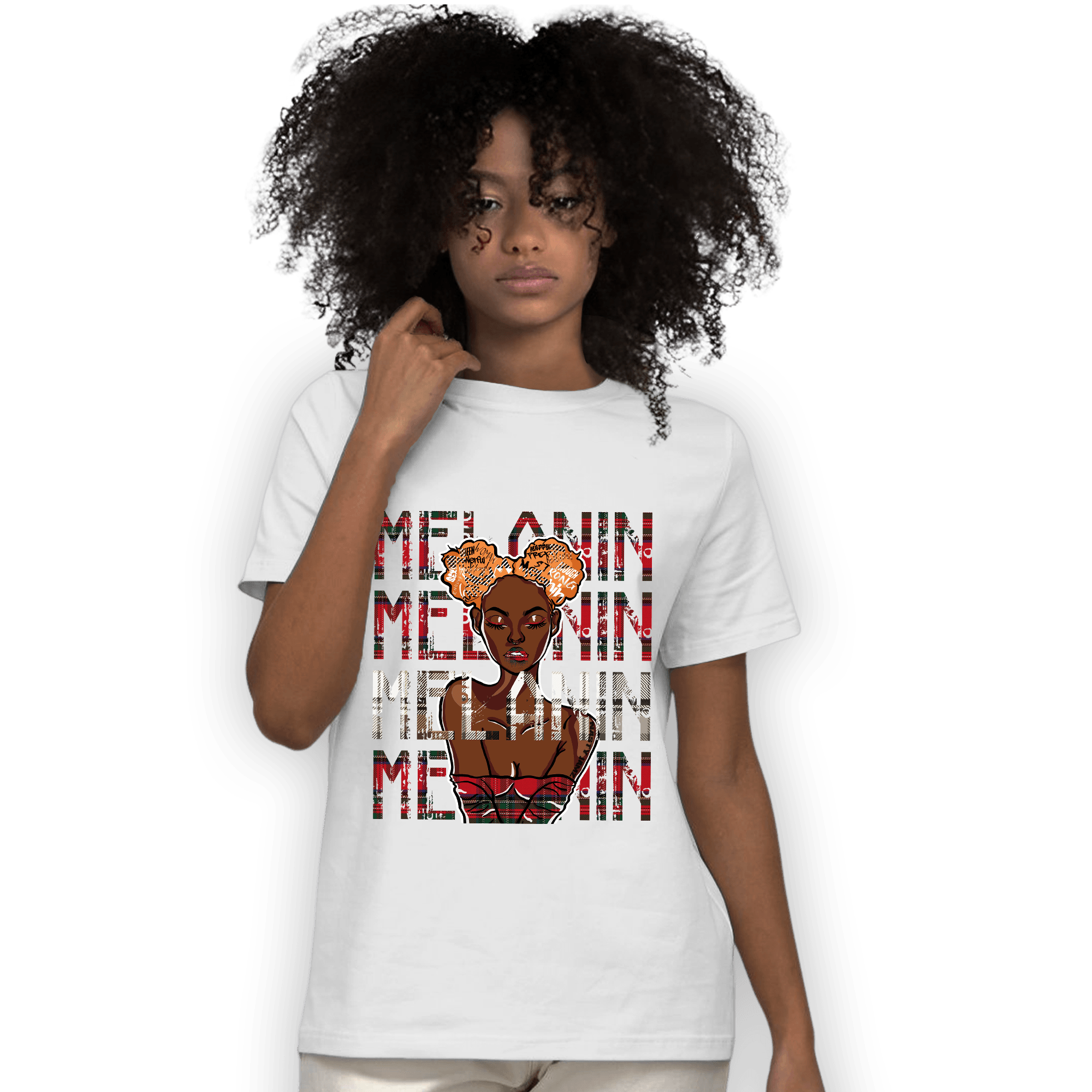 Plaid 5s T Shirt Match Melanin Girl - NastyJamz