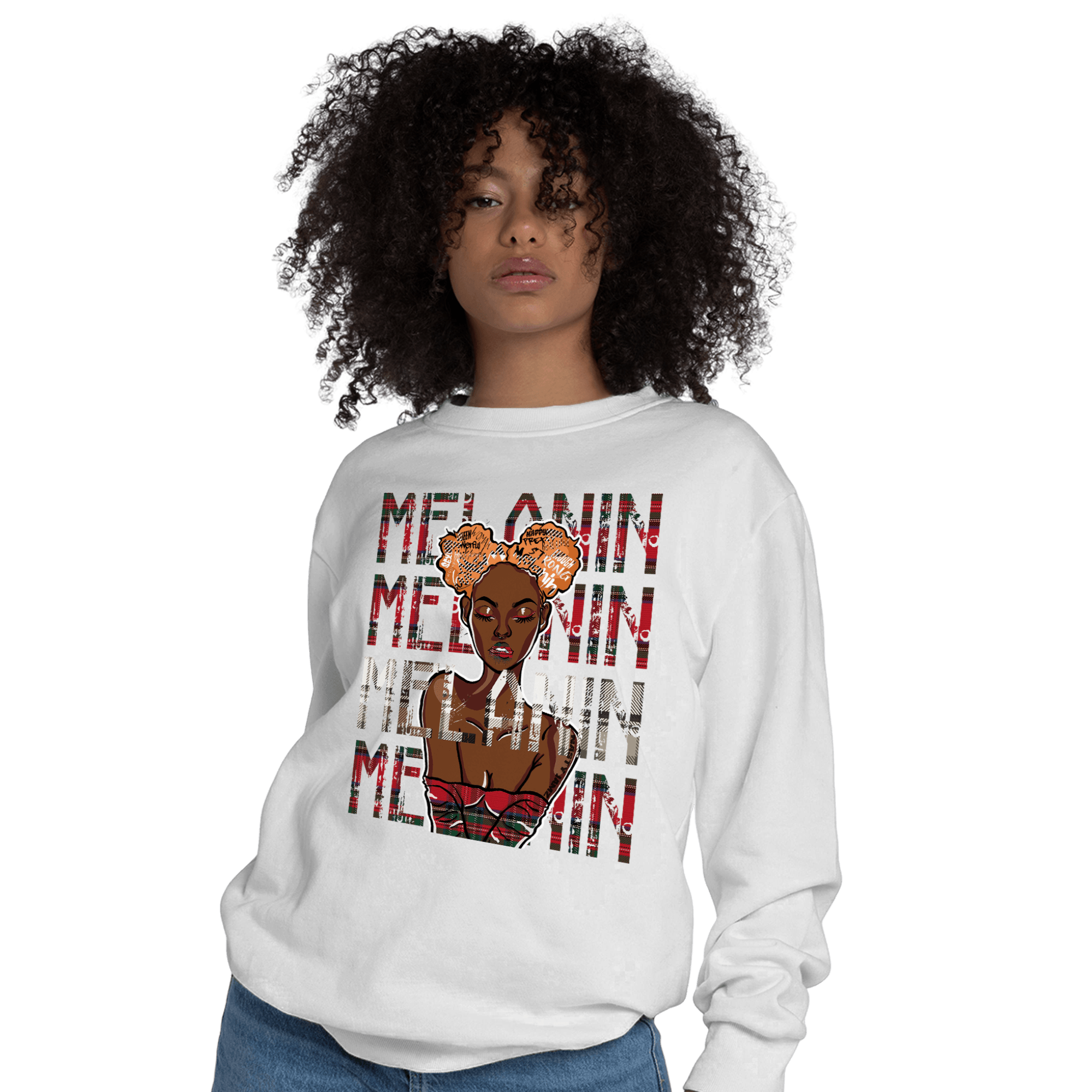 Plaid 5s Sweatshirt Match Melanin Girl - NastyJamz