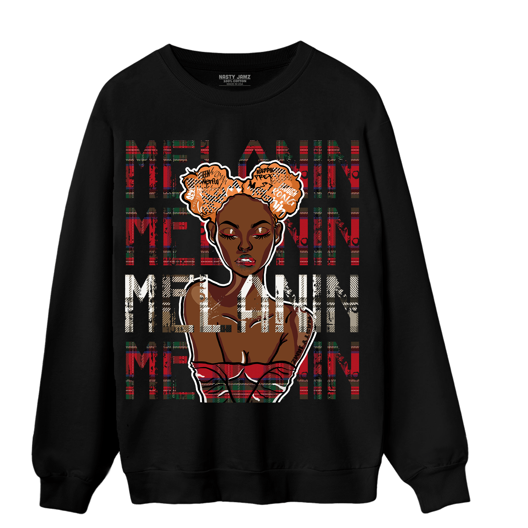 Plaid 5s Sweatshirt Match Melanin Girl - NastyJamz