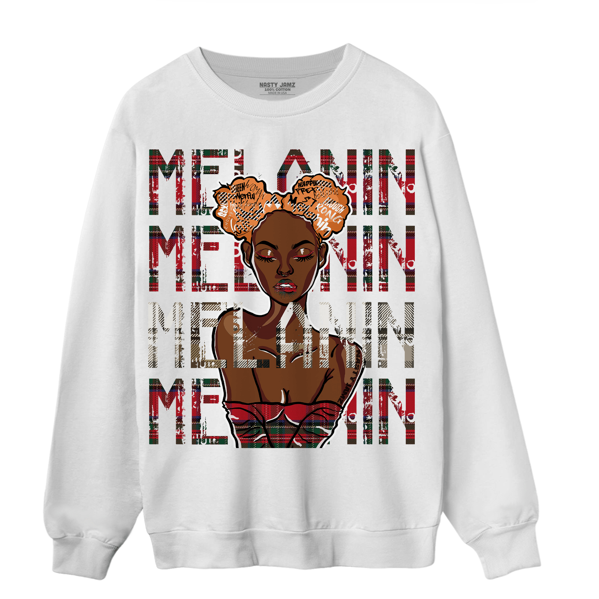 Plaid 5s Sweatshirt Match Melanin Girl - NastyJamz