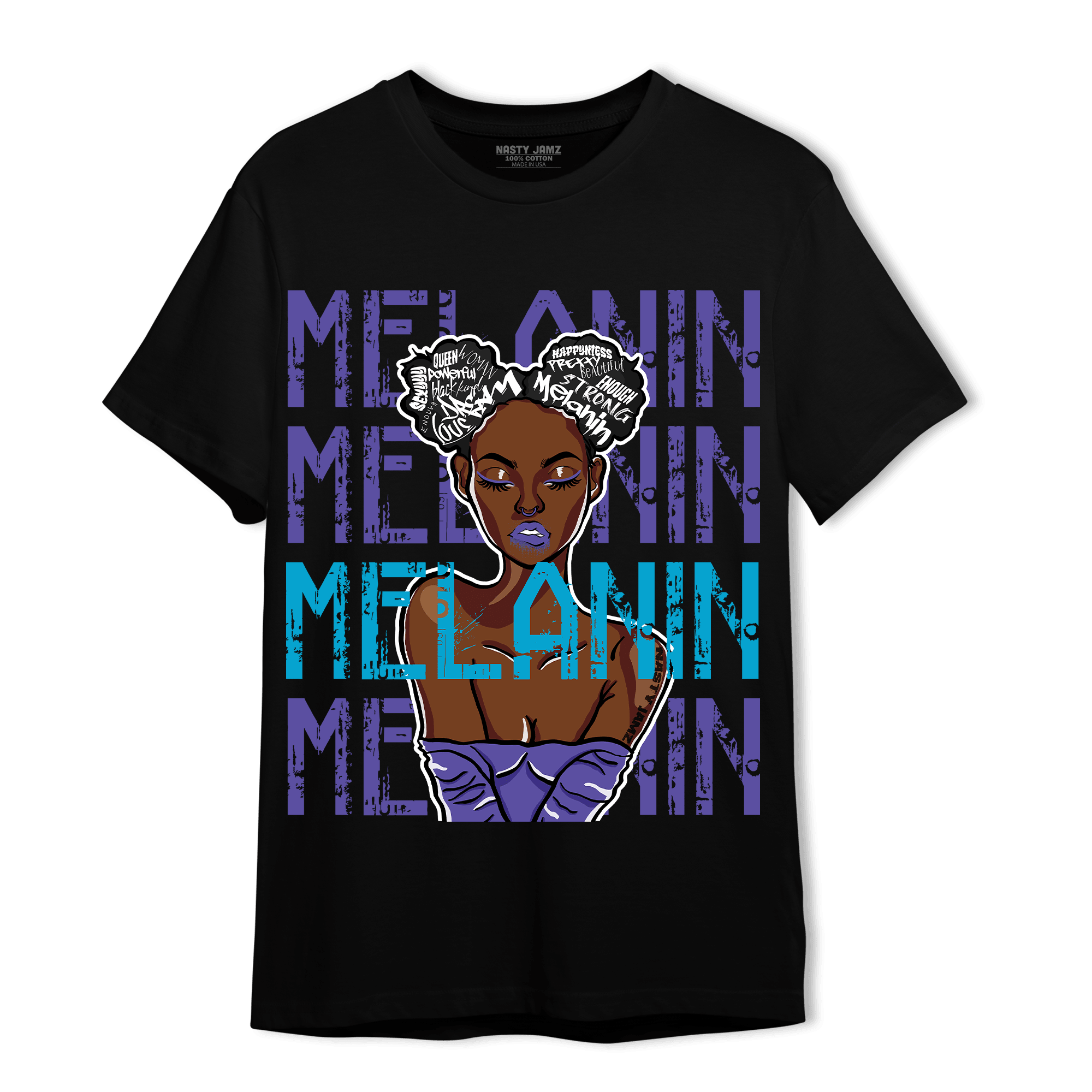 Aqua 6s T Shirt Match Melanin Girl - NastyJamz