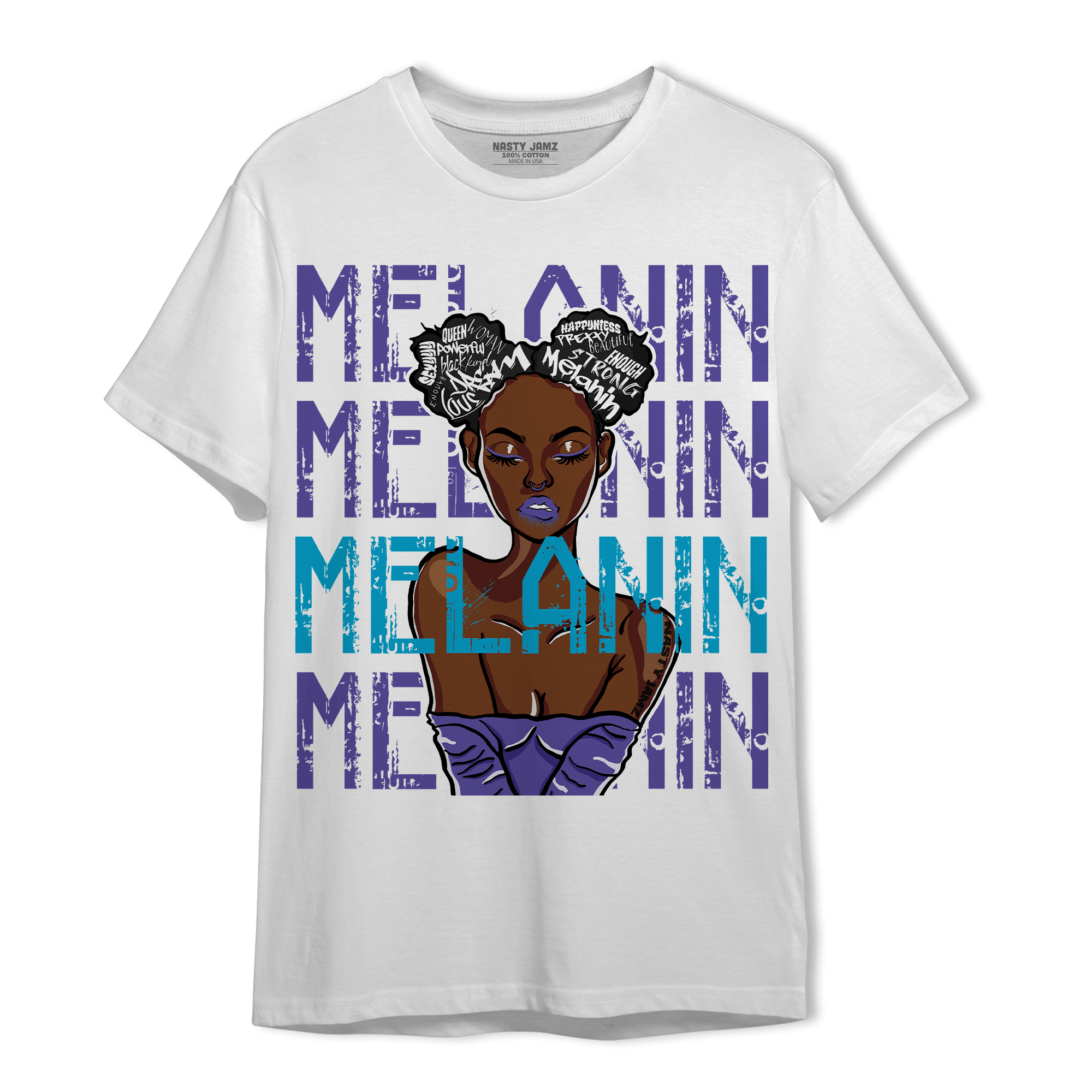 Aqua 6s T Shirt Match Melanin Girl - NastyJamz