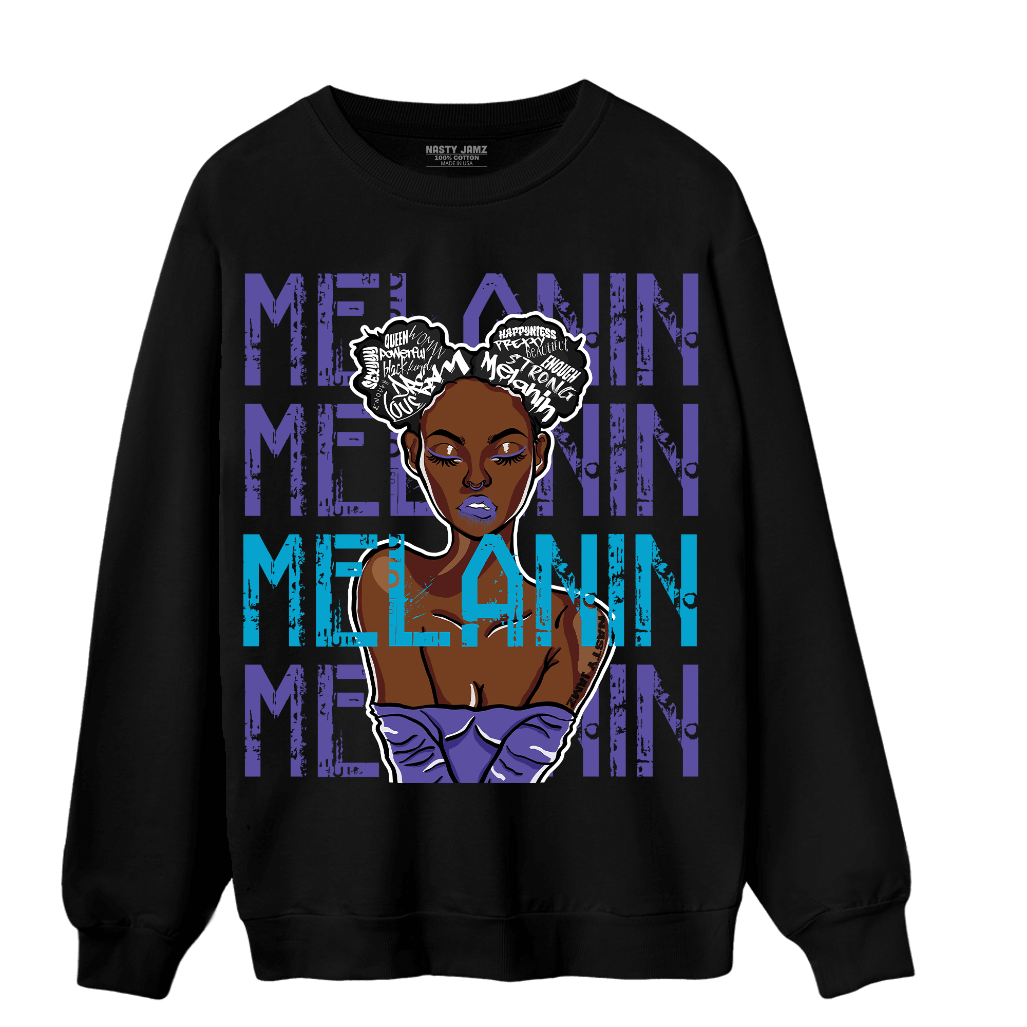Aqua 6s Sweatshirt Match Melanin Girl - NastyJamz