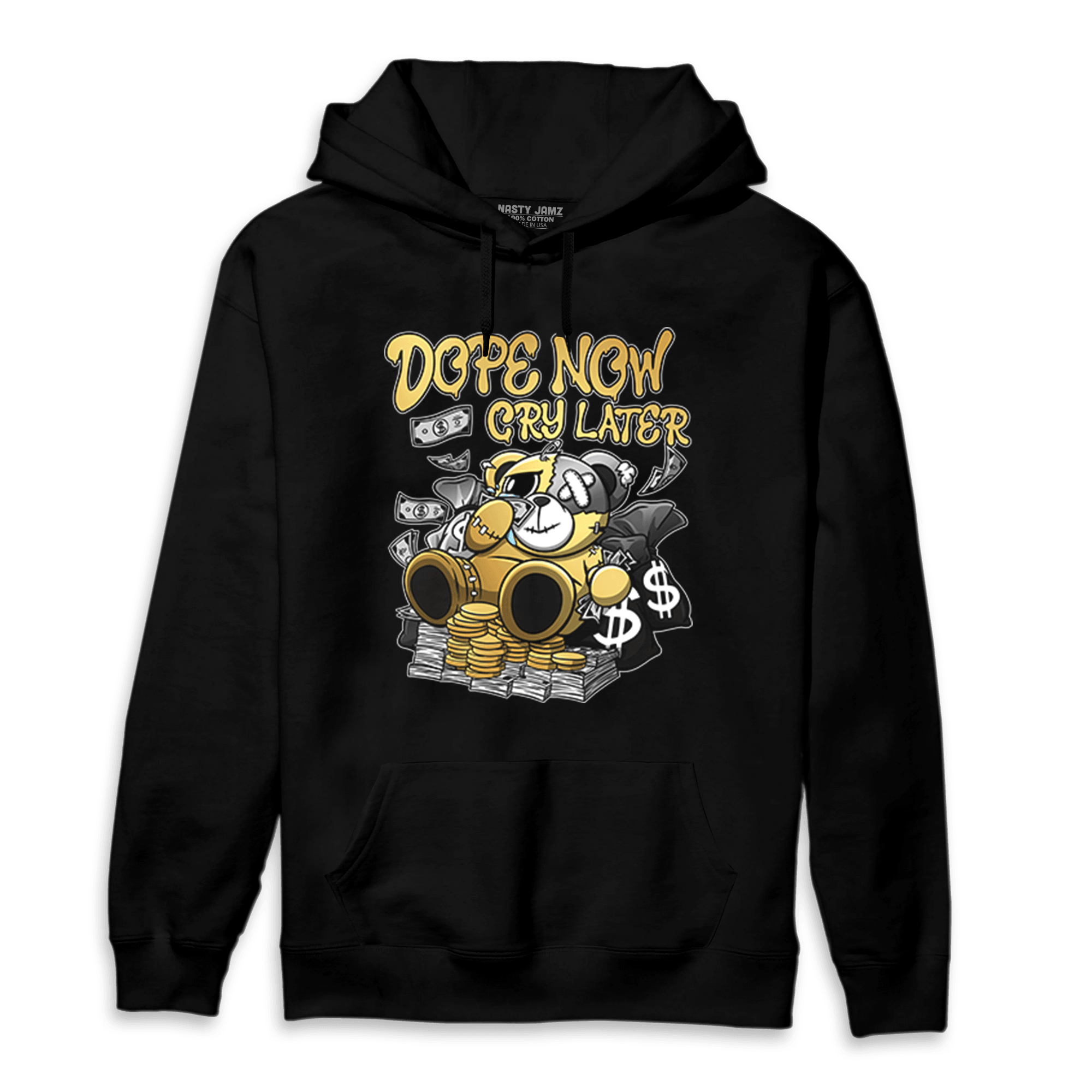 Mid SE Black Gold 1s Hoodie Match Money Cry BER - NastyJamz