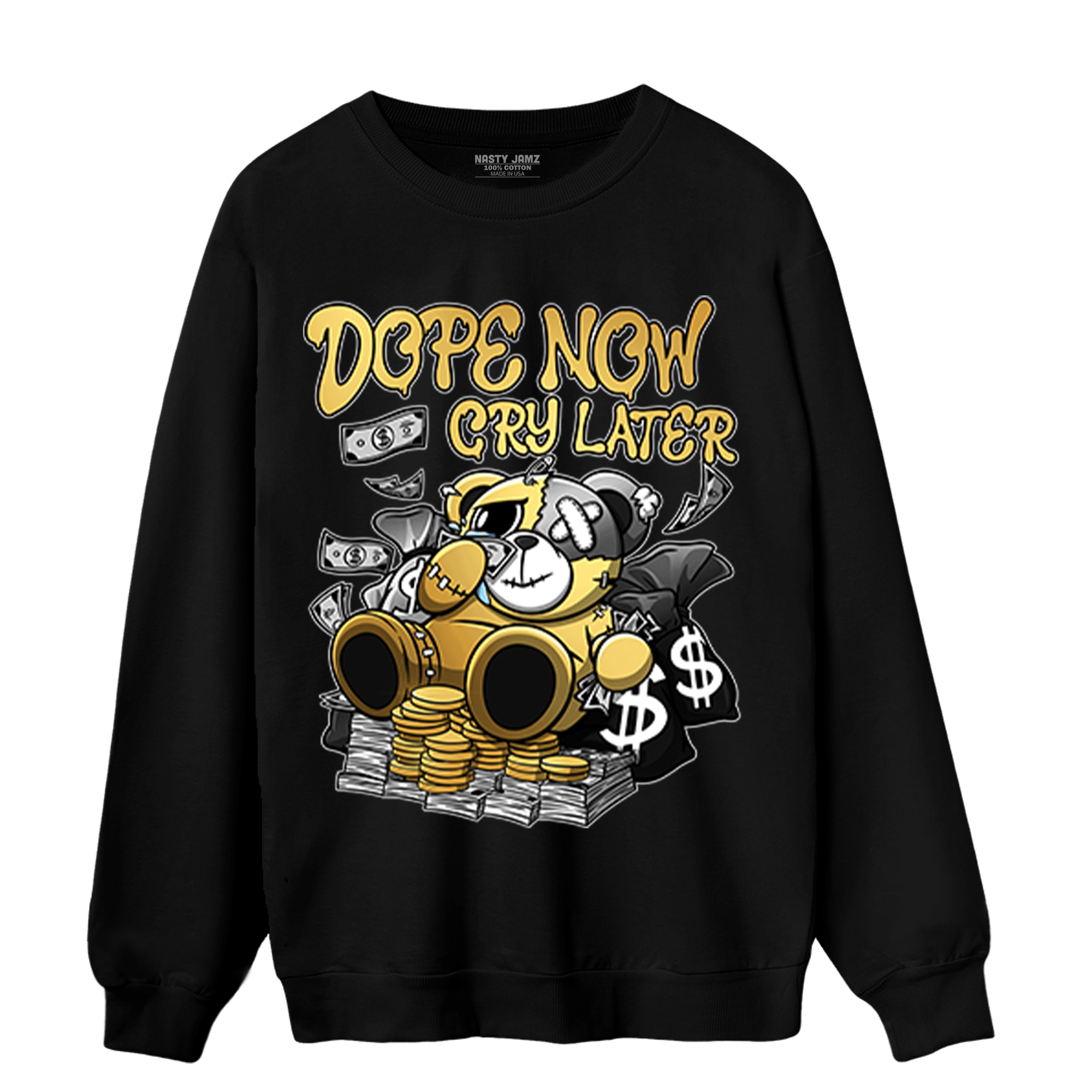 Mid SE Black Gold 1s Sweatshirt Match Money Cry BER - NastyJamz