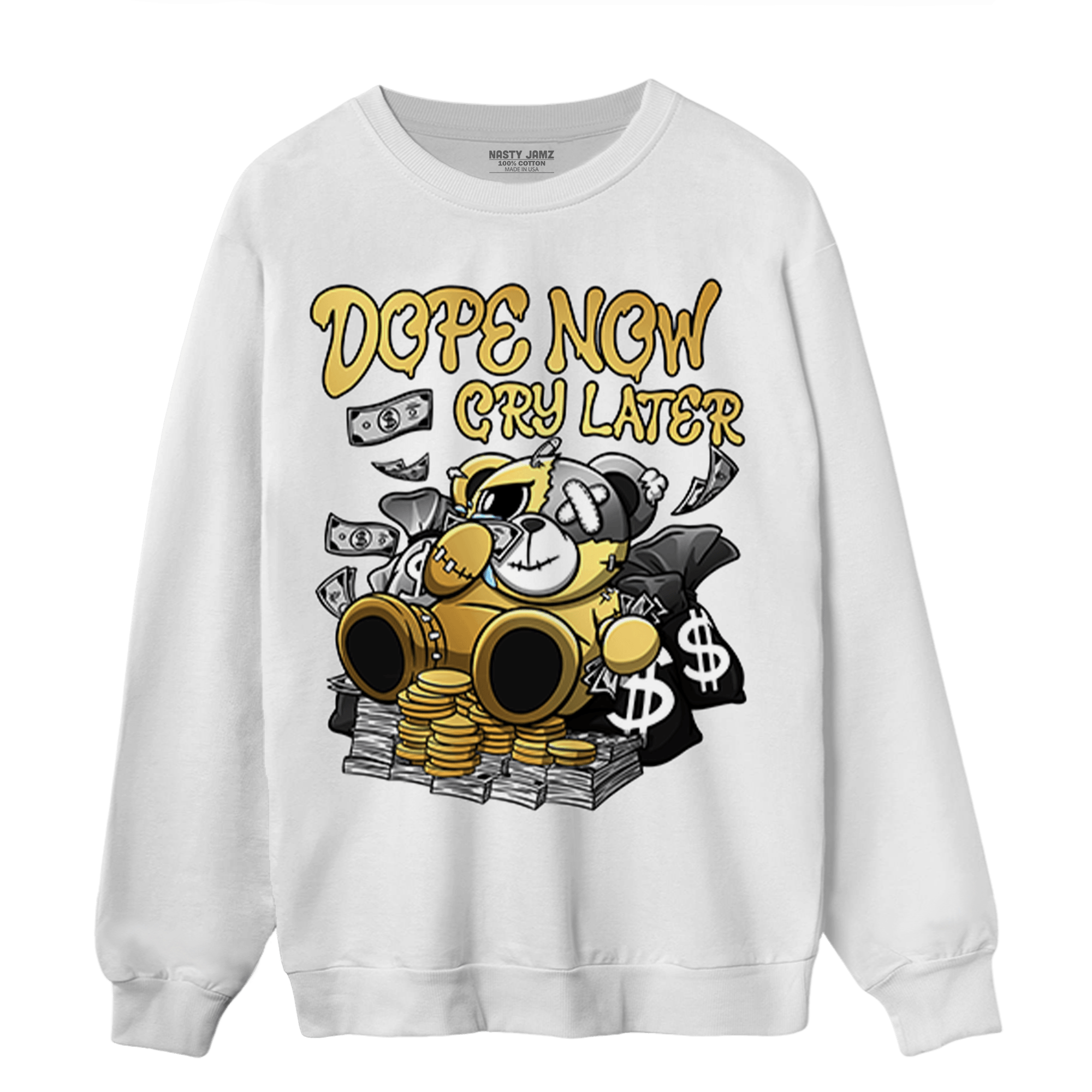 Mid SE Black Gold 1s Sweatshirt Match Money Cry BER - NastyJamz