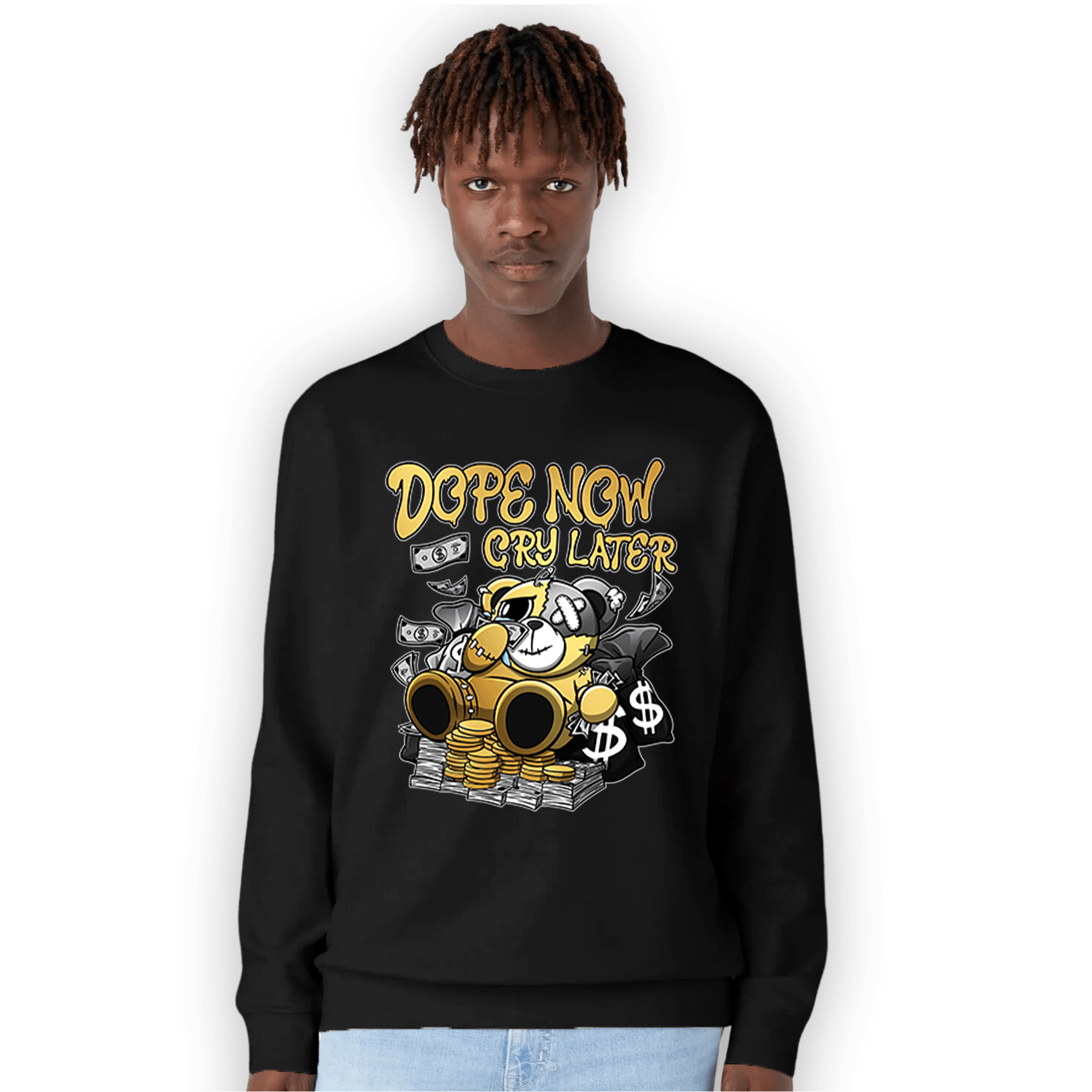 Mid SE Black Gold 1s Sweatshirt Match Money Cry BER - NastyJamz